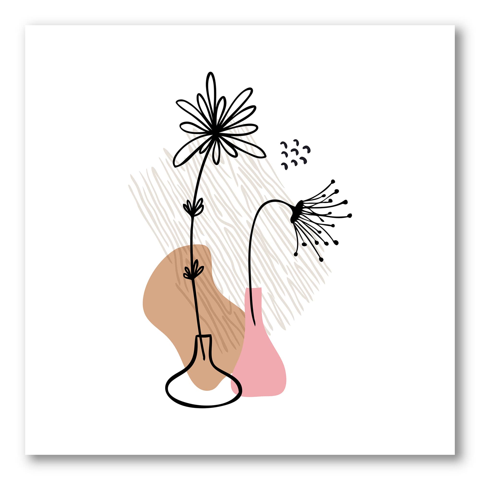 Designart - Abstract Flowers On Minimal Shapes III