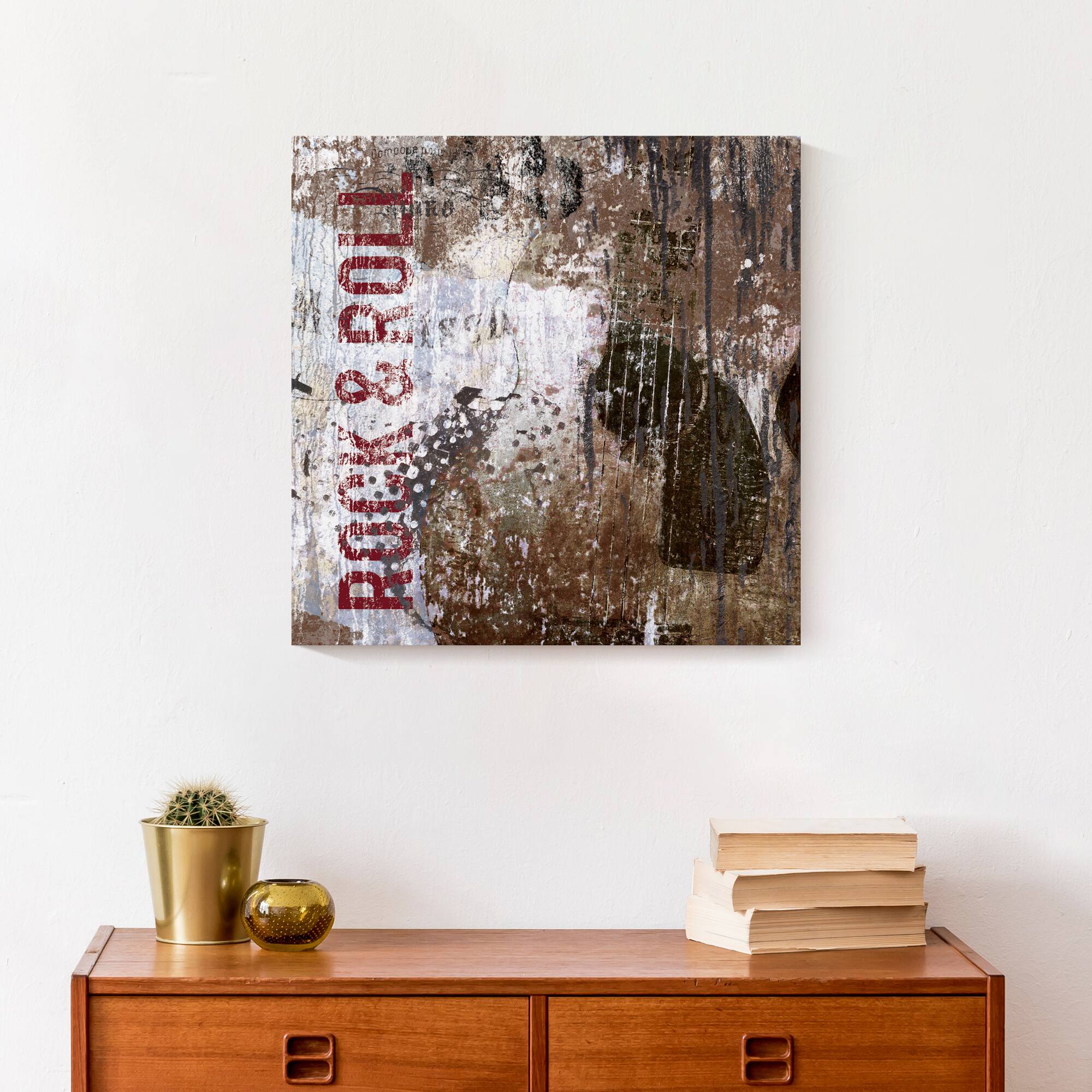 Rock And Roll Guitar 16" x 16" Canvas Wall Art