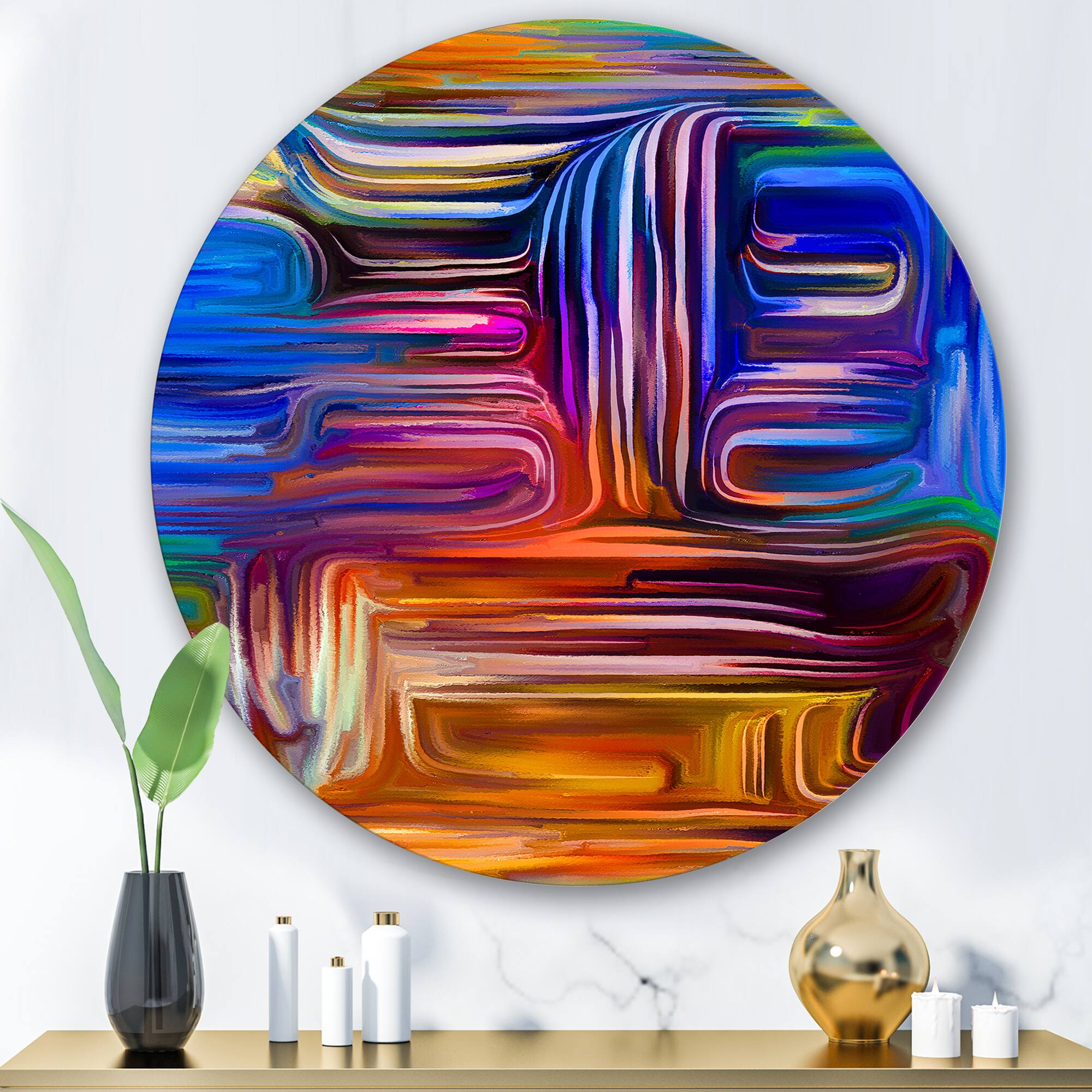 Designart - Colour Fusion V - Modern Metal Circle Wall Art