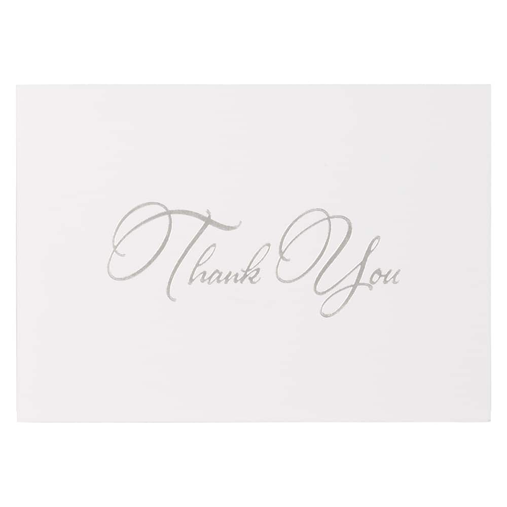 JAM Paper Thank You Card Set with Silver Script