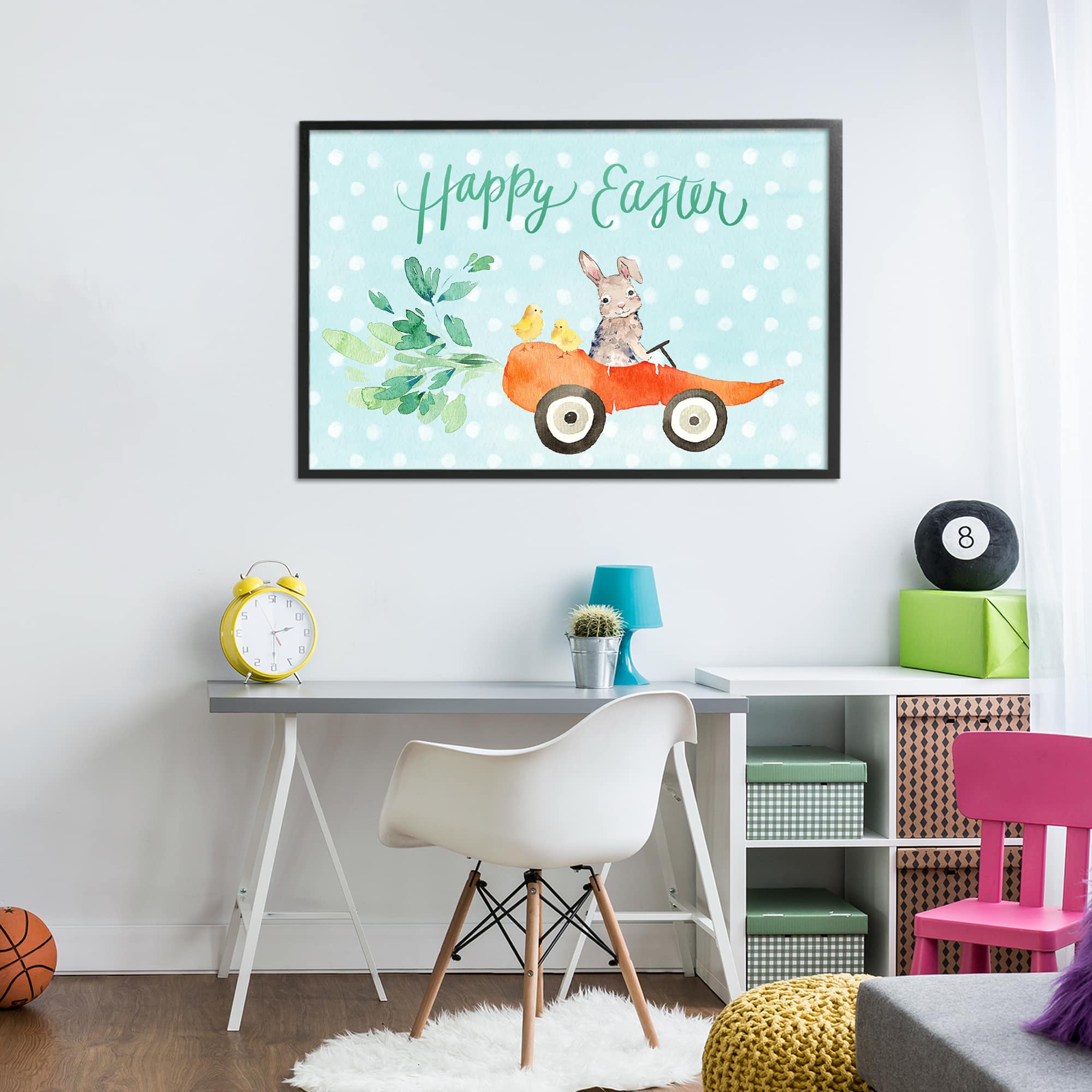 Stupell Industries Easter Carrot Car Bunny Framed Giclée Wall Art
