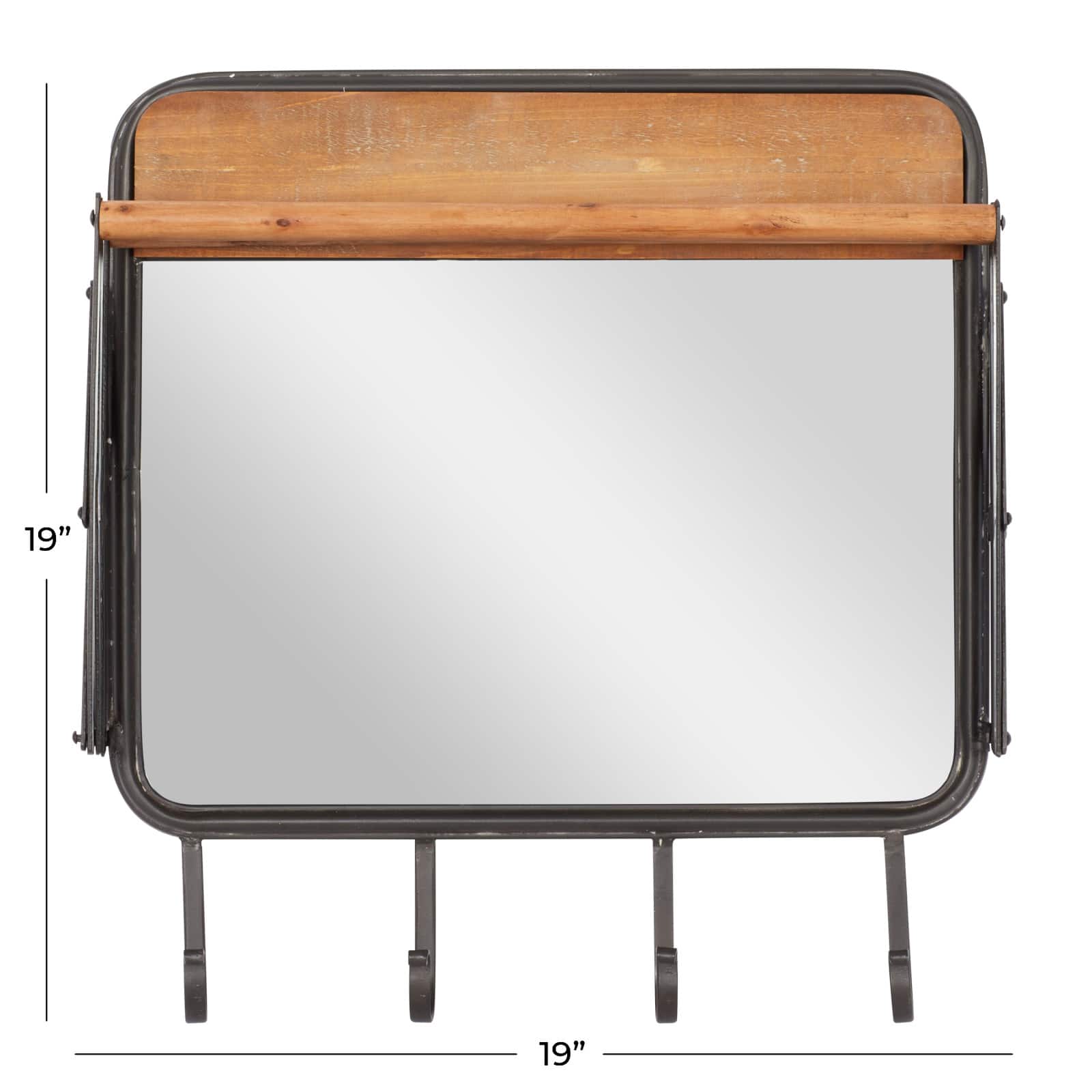 Brown Metal Industrial Wall Hook, 19" x 19" x 14"