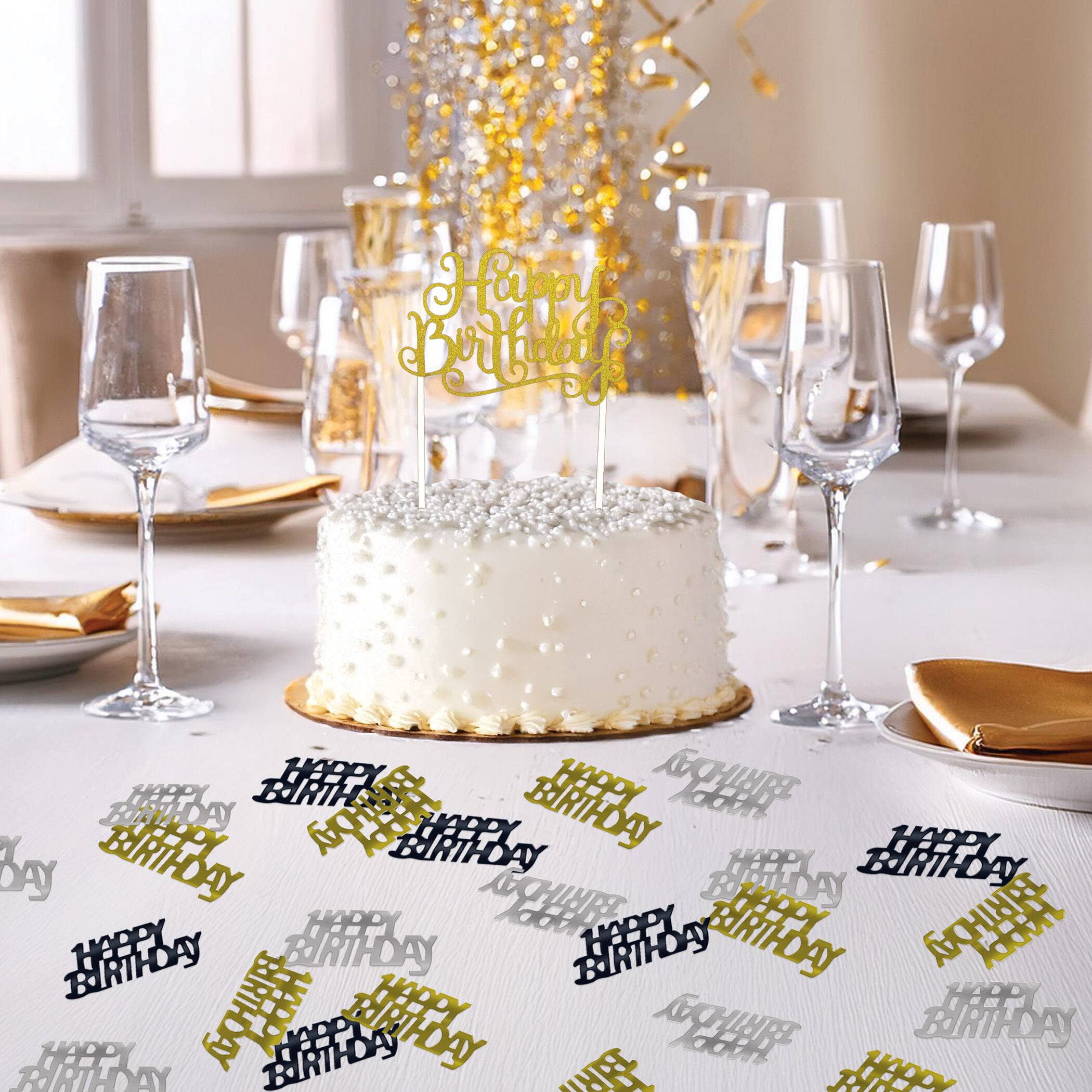 Beistle 1/2oz. Black, Gold & Silver Happy Birthday Fanci-Fetti Packs, 3ct.