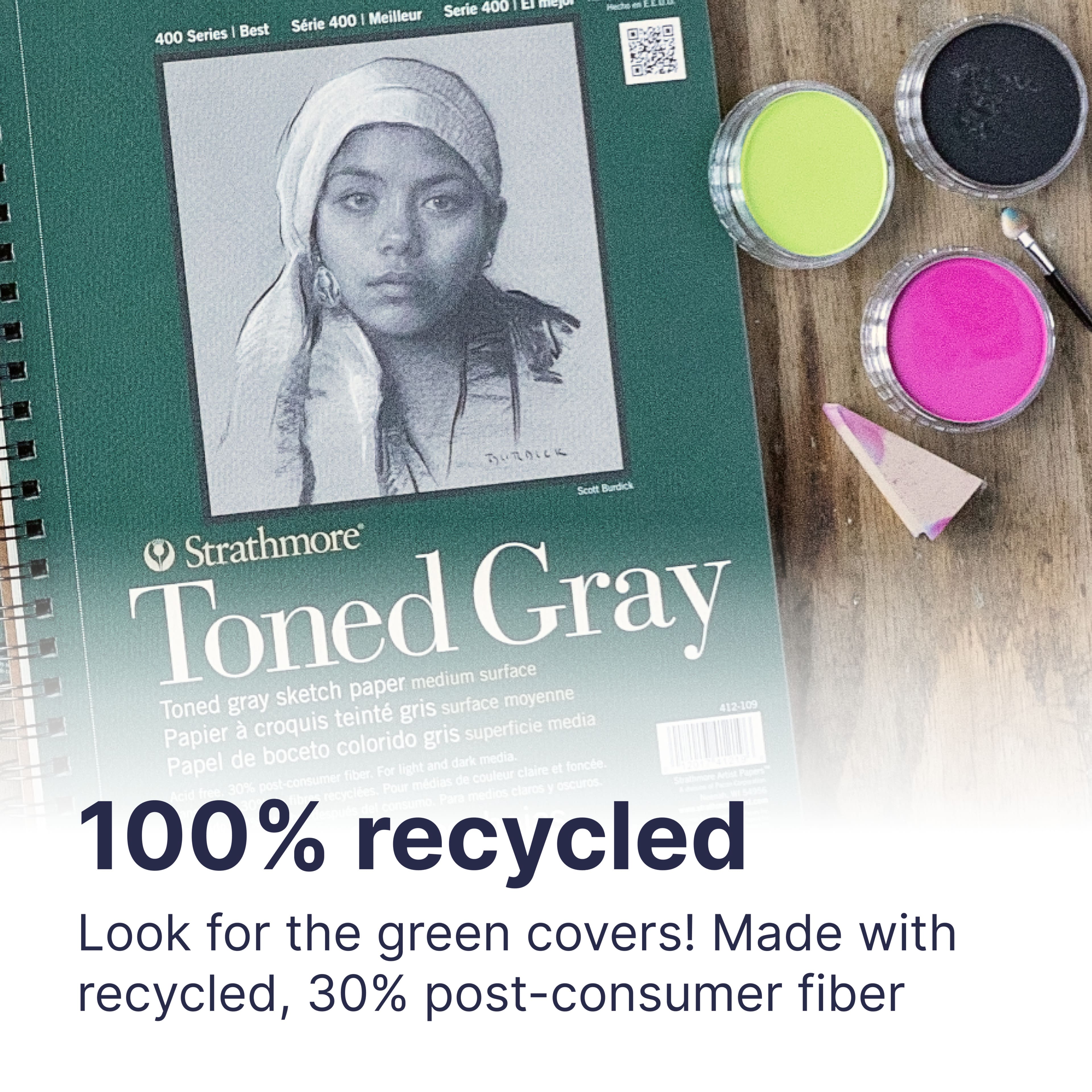 Strathmore® 400 Series Recycled Toned Gray Sketch Paper Pad