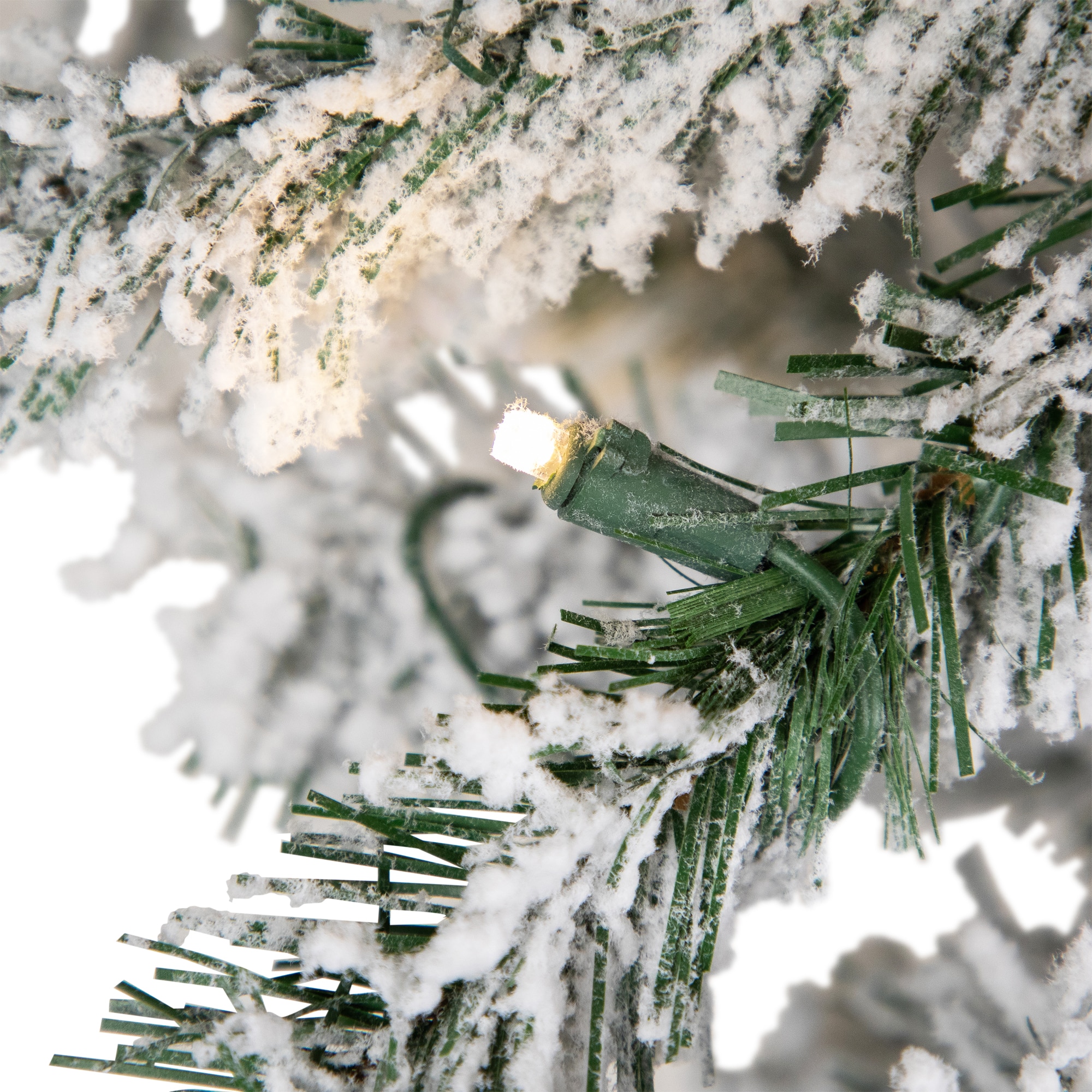 6.5ft. Pre-Lit Medium Flocked Pine Artificial Christmas Tree, Warm White LED Lights
