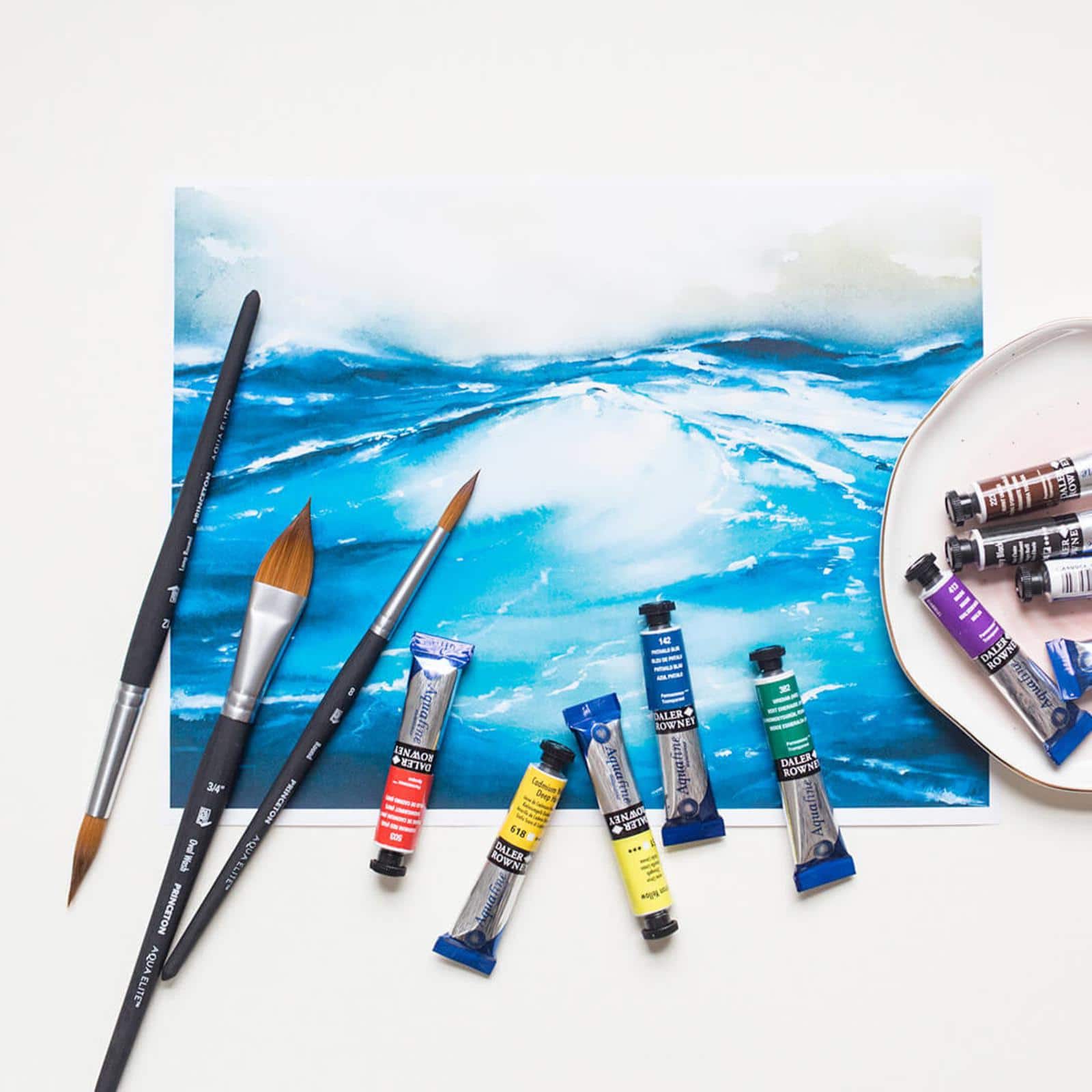 12 Pack: Princeton™ Aqua Elite™ Short Handle Round Brush