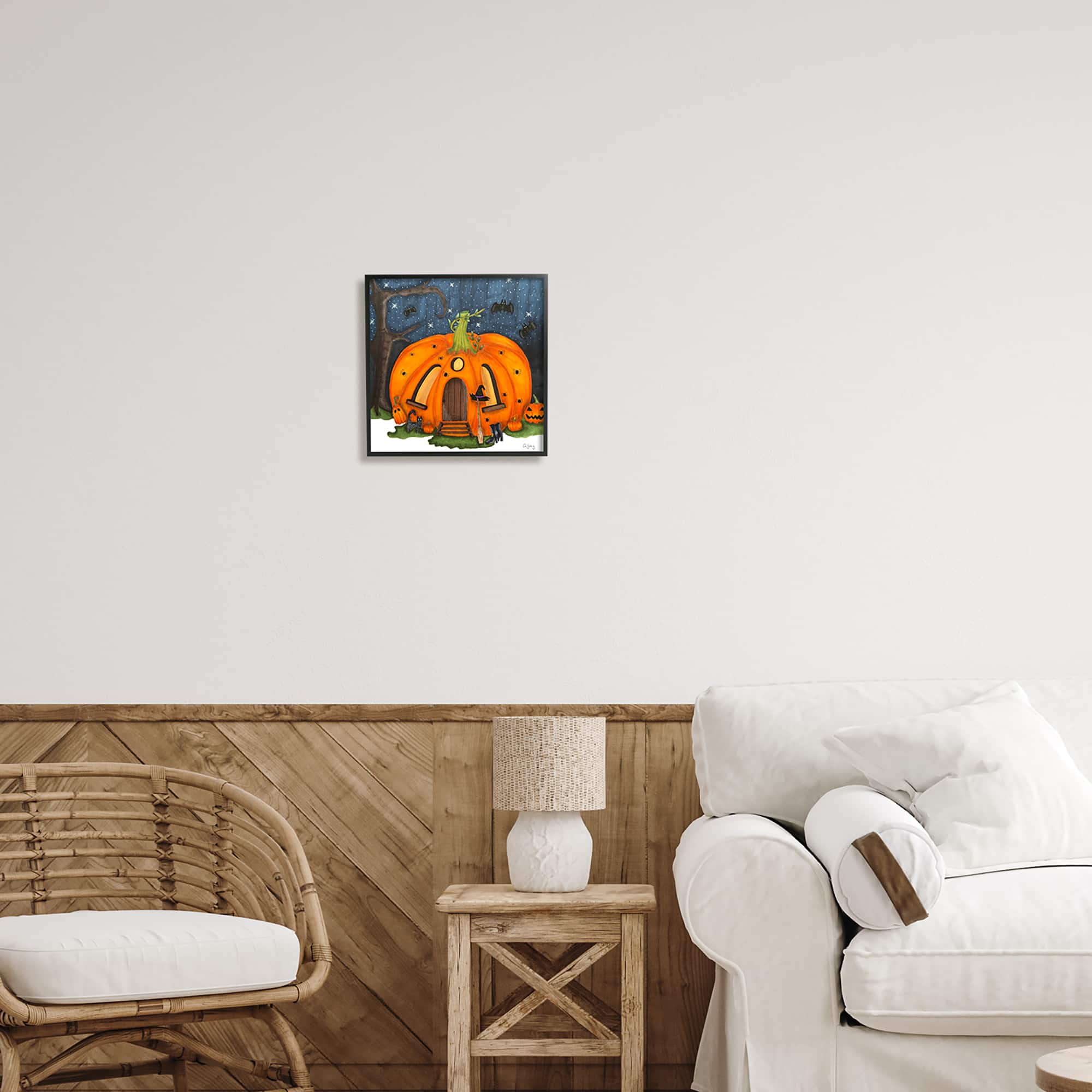 Stupell Industries Pumpkin House In Woods Framed Giclee Art