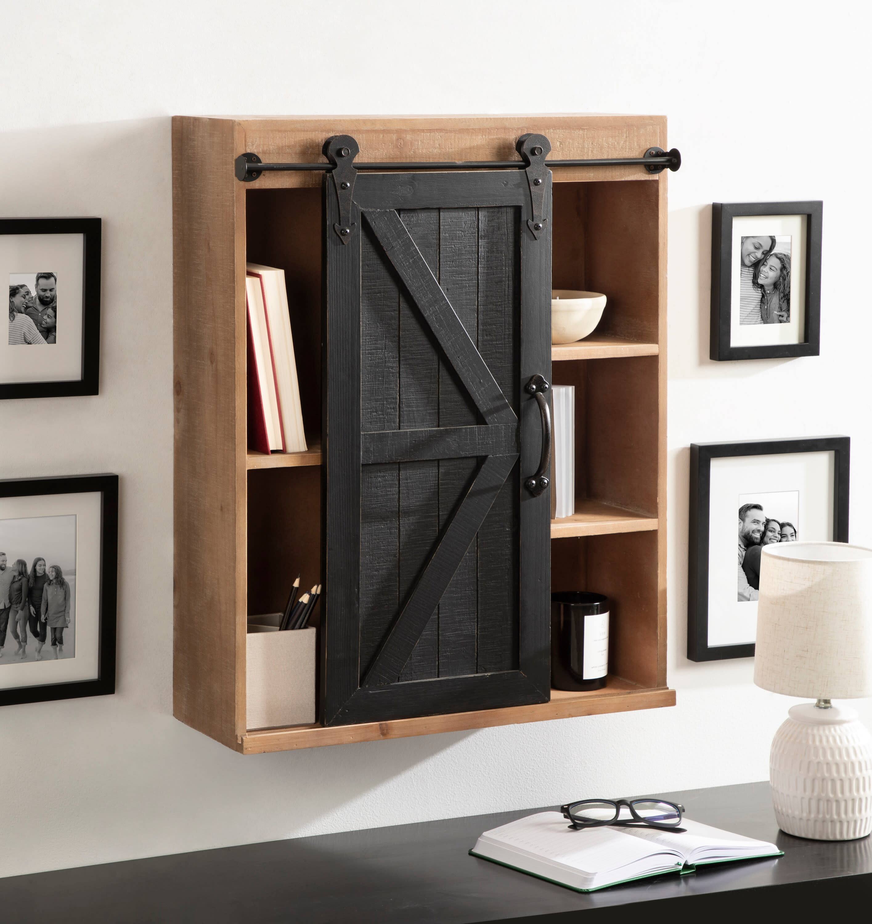 Kate and Laurel Cates Wood Sliding Barn Door Wall Storage Cabinet