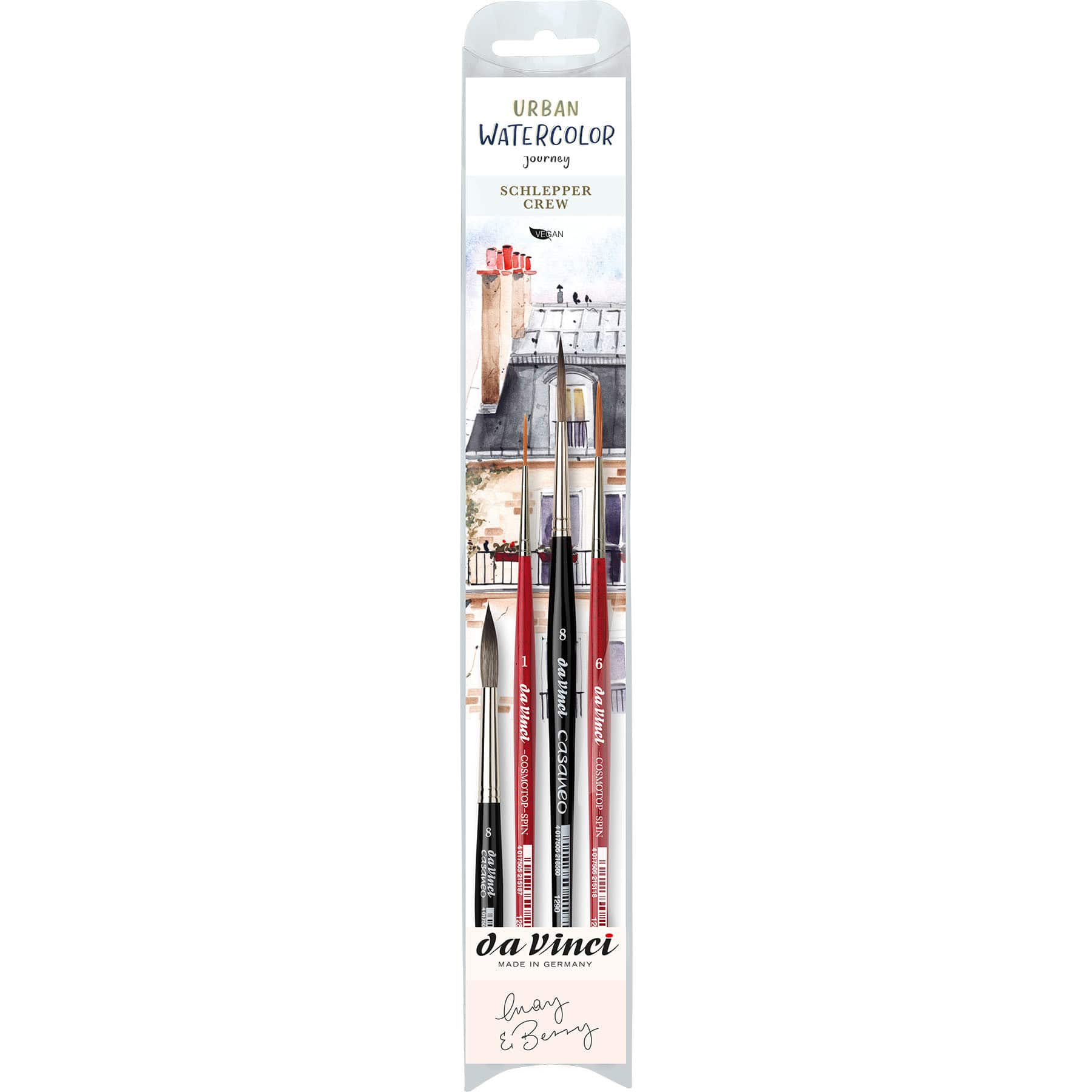 da Vinci May & Berry Artist Signature 4 Piece Rigger Brush Set