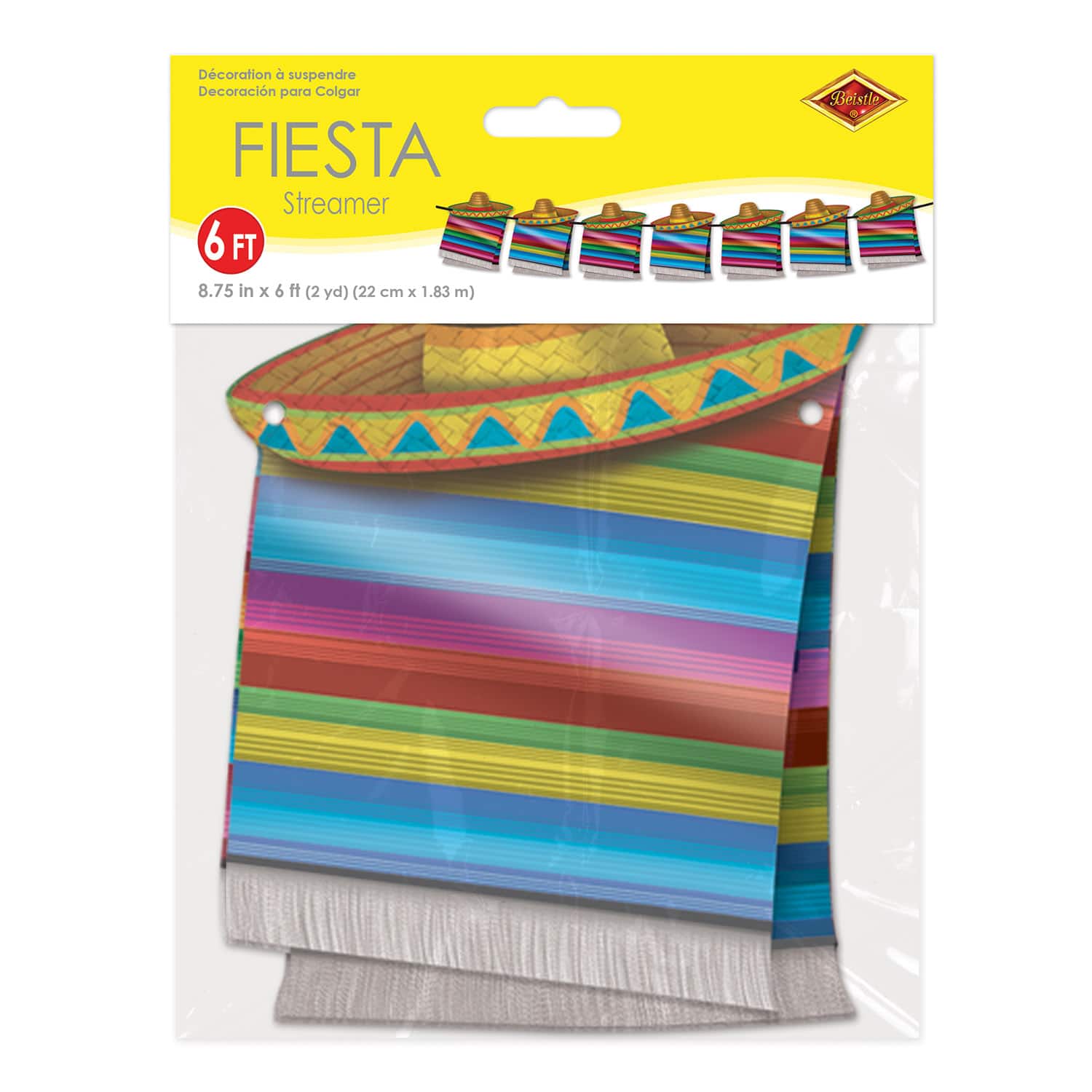 Beistle 6ft. Fiesta Serape & Sombrero Streamer