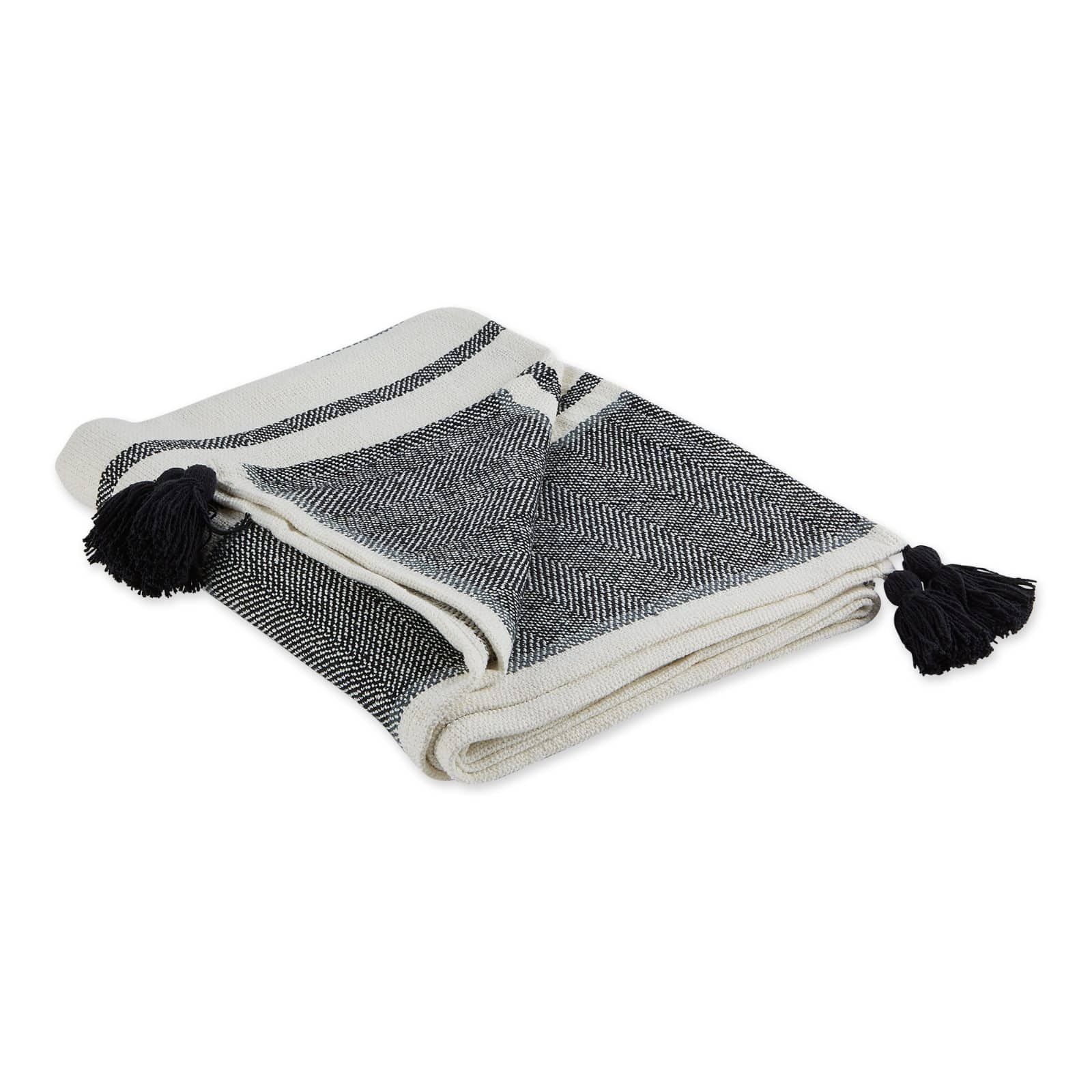 DII® Black & Mineral 2-Tone Chevron Stripe Throw