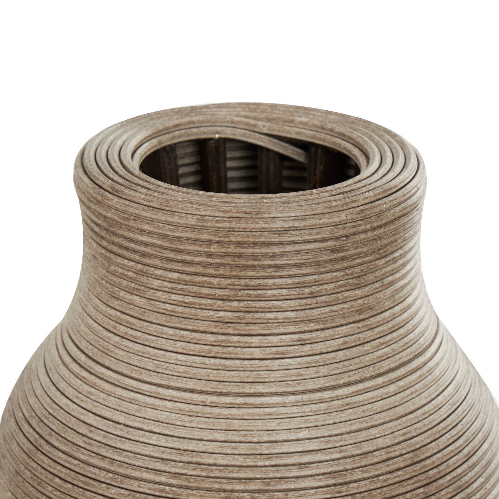 40" Brown Seagrass Handmade Ribbed Vase with Coiled Seagrass Base