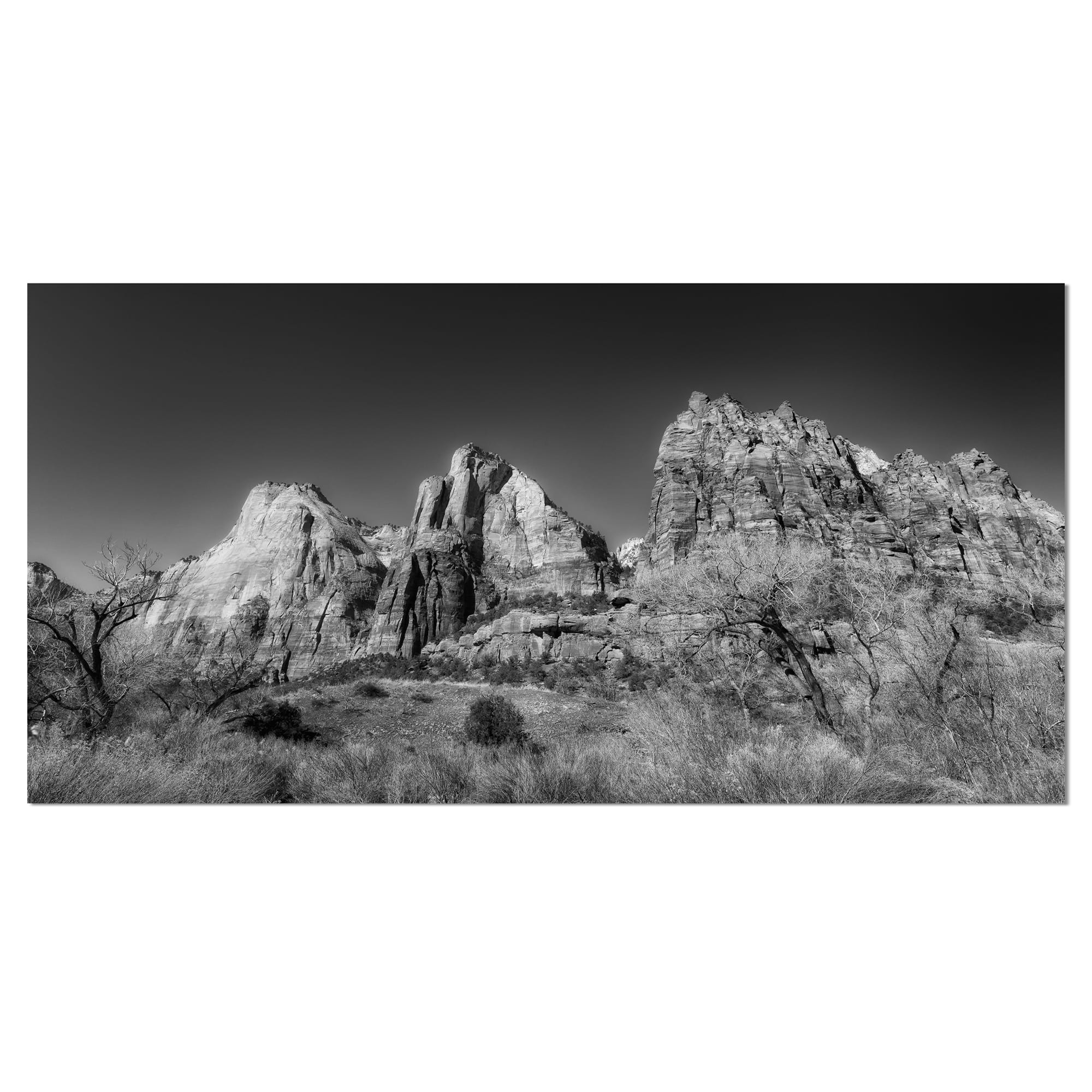 Designart - Rising Red Rocks Black and White