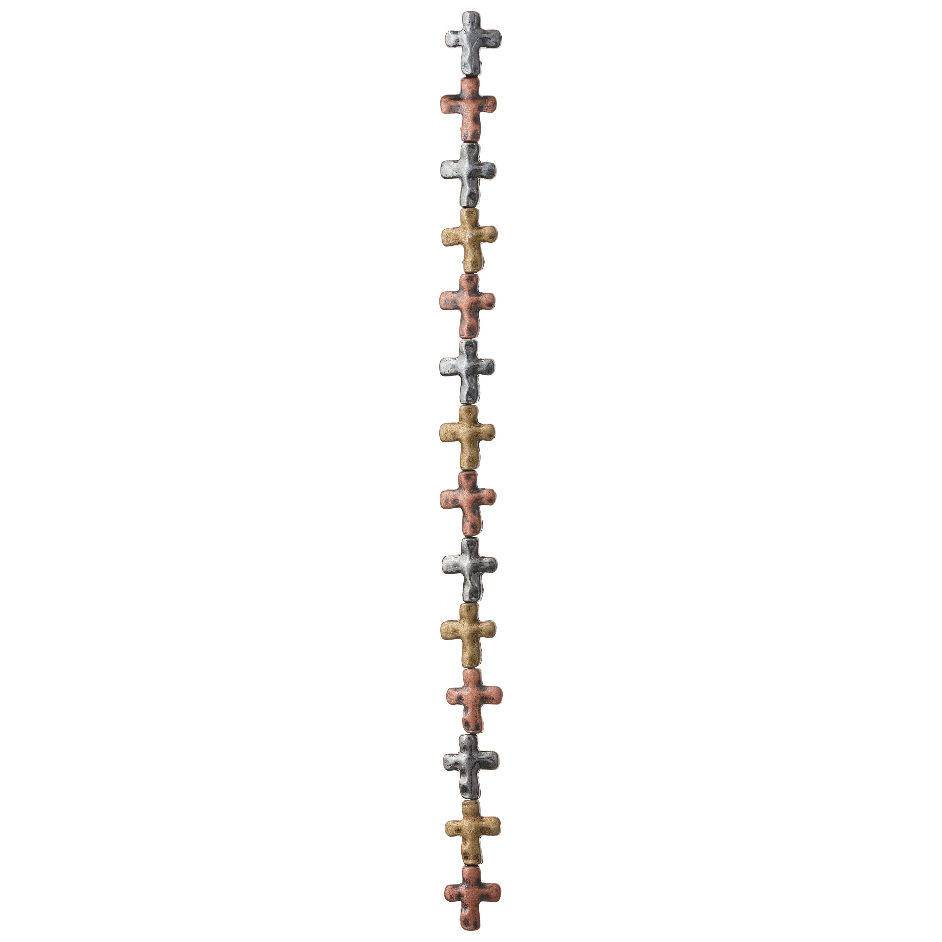 Metallic Metal Cross Beads, 12mm by Bead Landing™