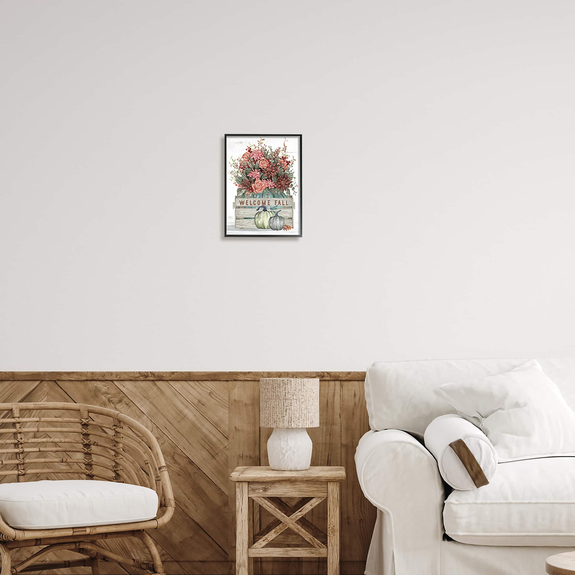 Stupell Industries Welcome Fall Seasonal Blooms Framed Giclee Art