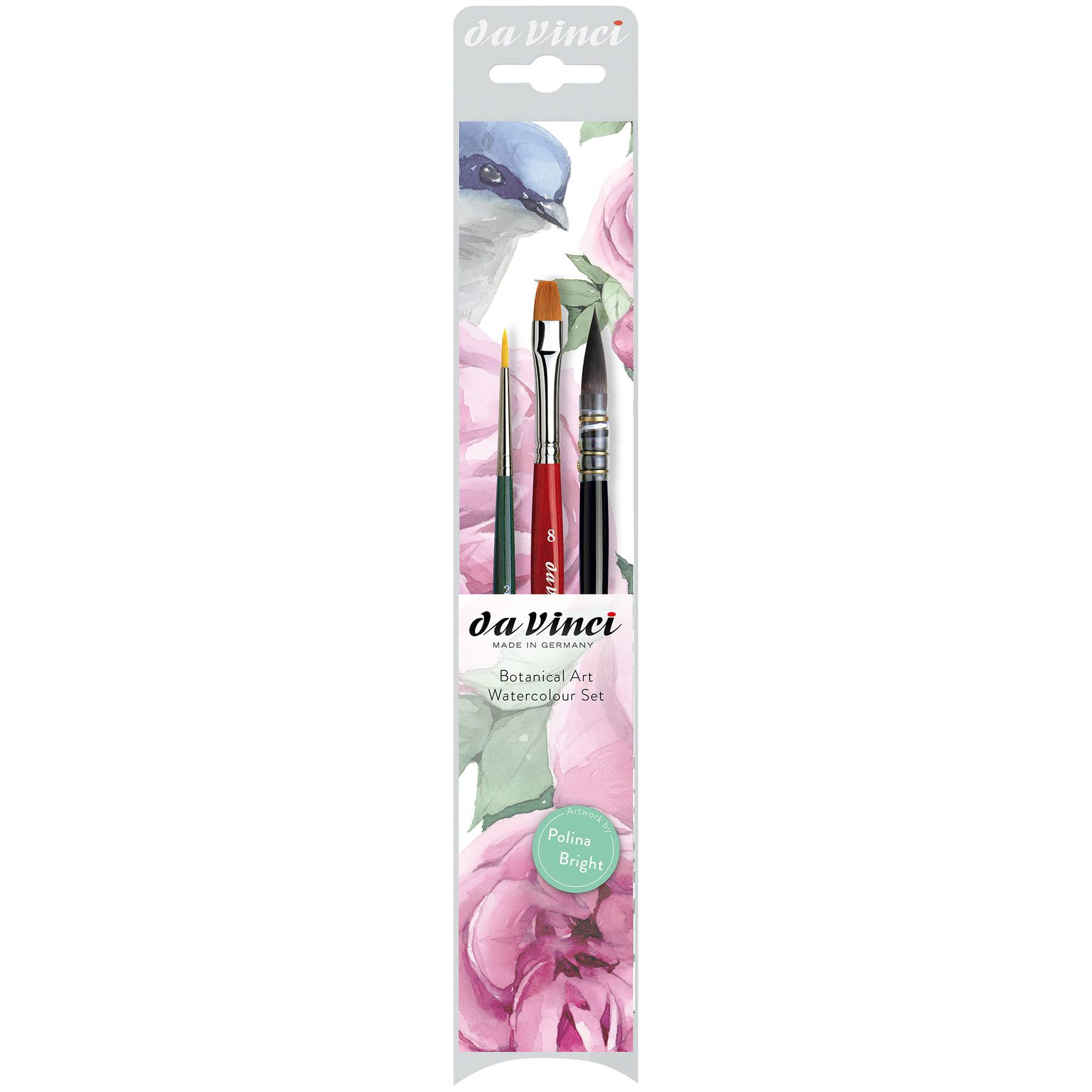 da Vinci Botanical Art 3 Piece Watercolor Brush Set