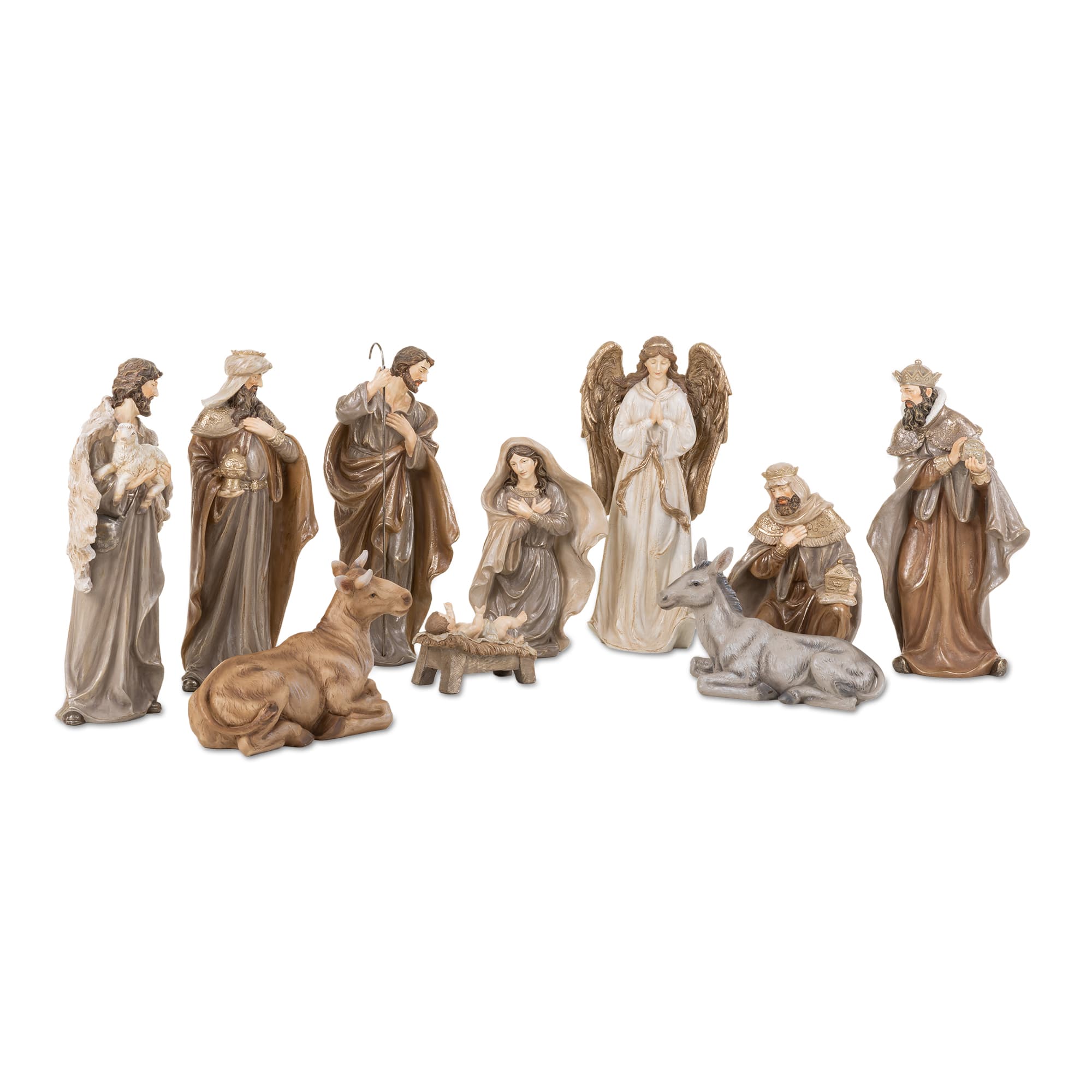 Glitzhome® 18" 10-Piece Oversized Christmas Nativity Figurine Set