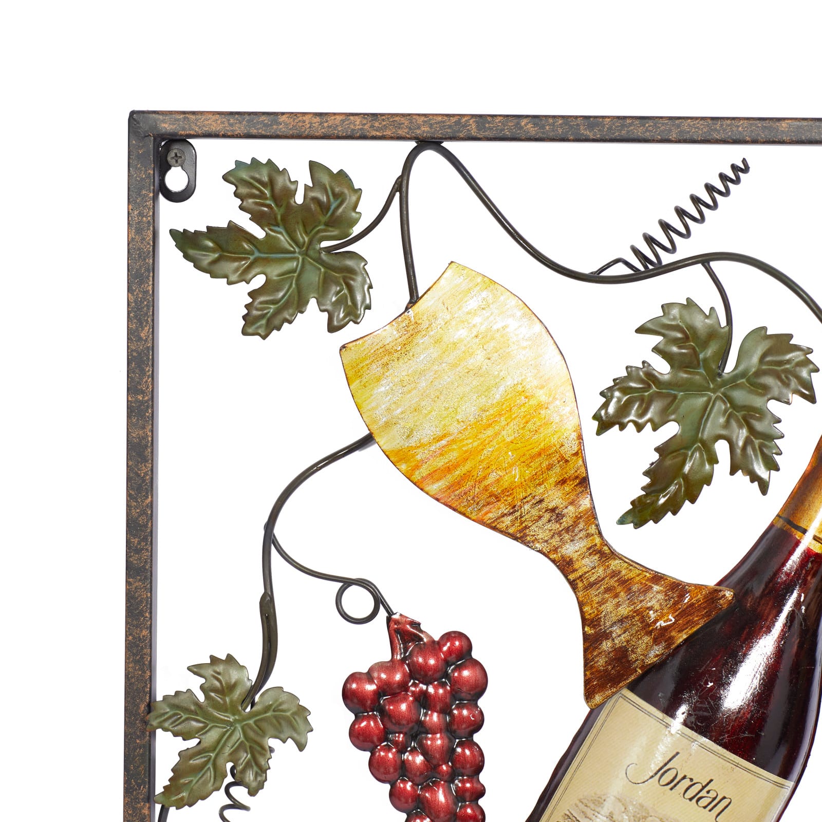 Set of 4 Multi Colored Metal Traditional Wine Wall Decor, 18" x 14"