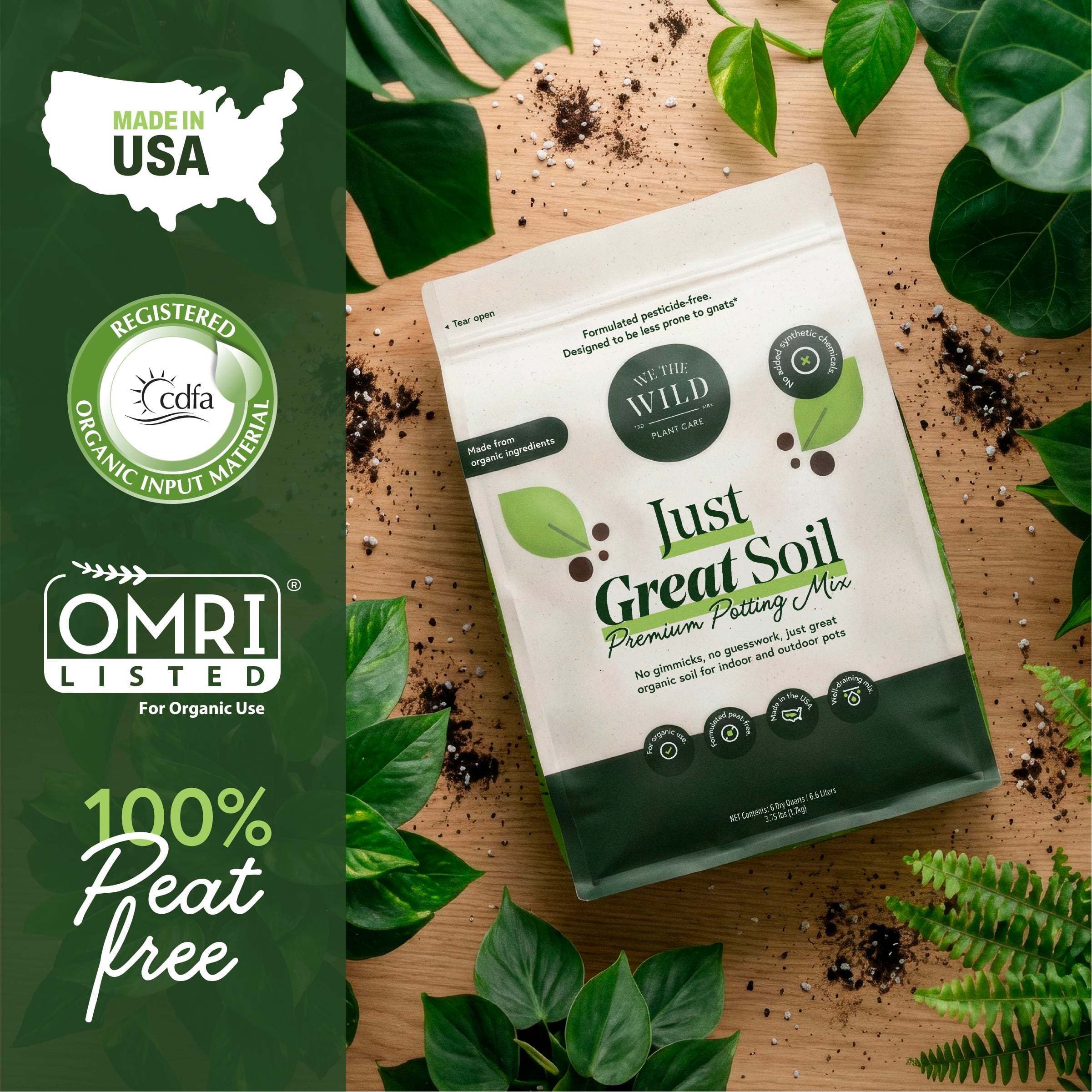 We The Wild™ 6qt. Just Great Soil Premium Organic Gnat-Resistant Potting Mix for Houseplants
