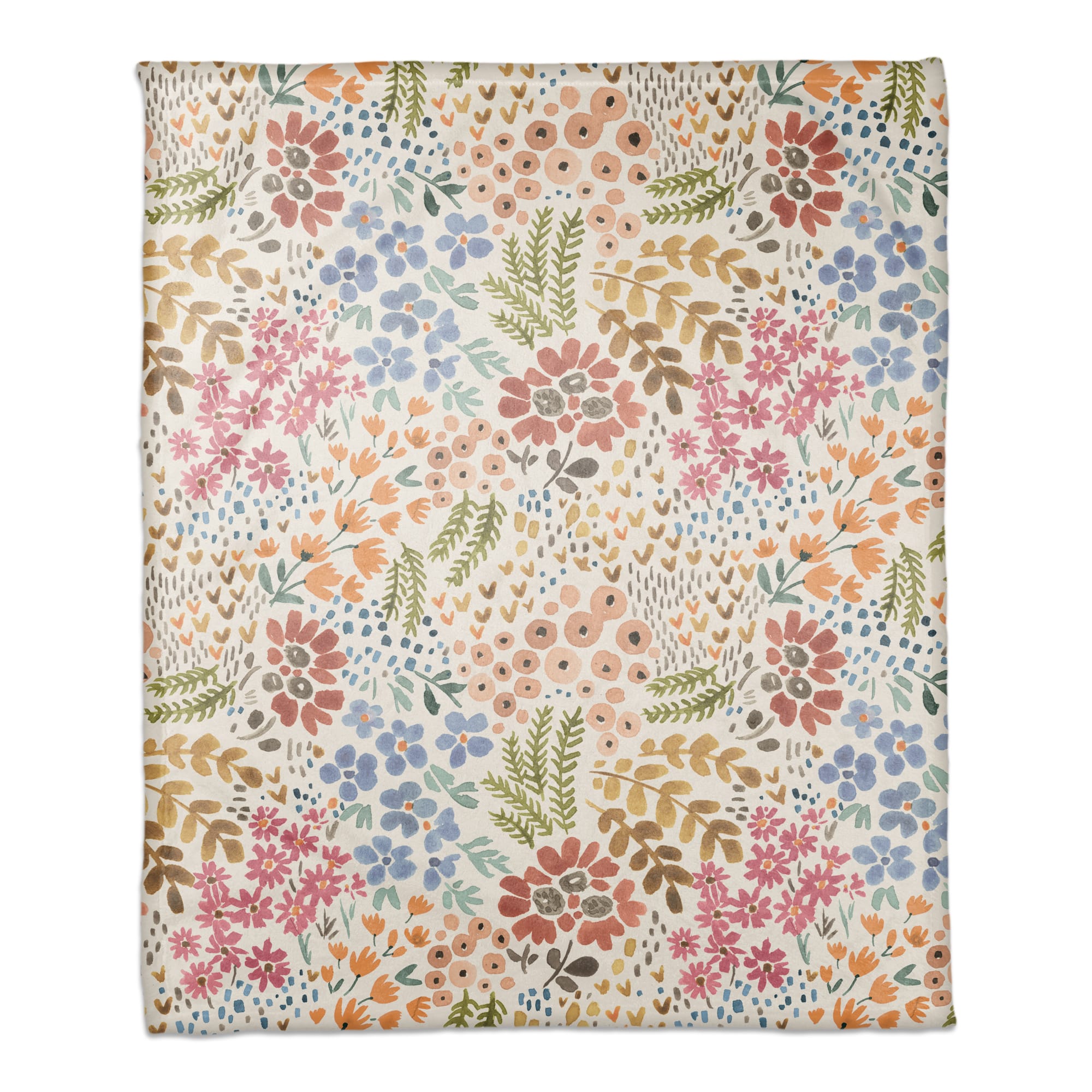 Bright Multi Floral 50" x 60" Coral Fleece Blanket