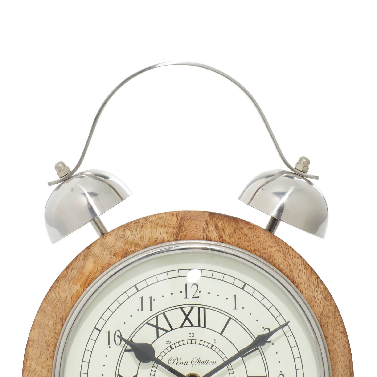 10" Brown Mango Wood & Aluminum Clock