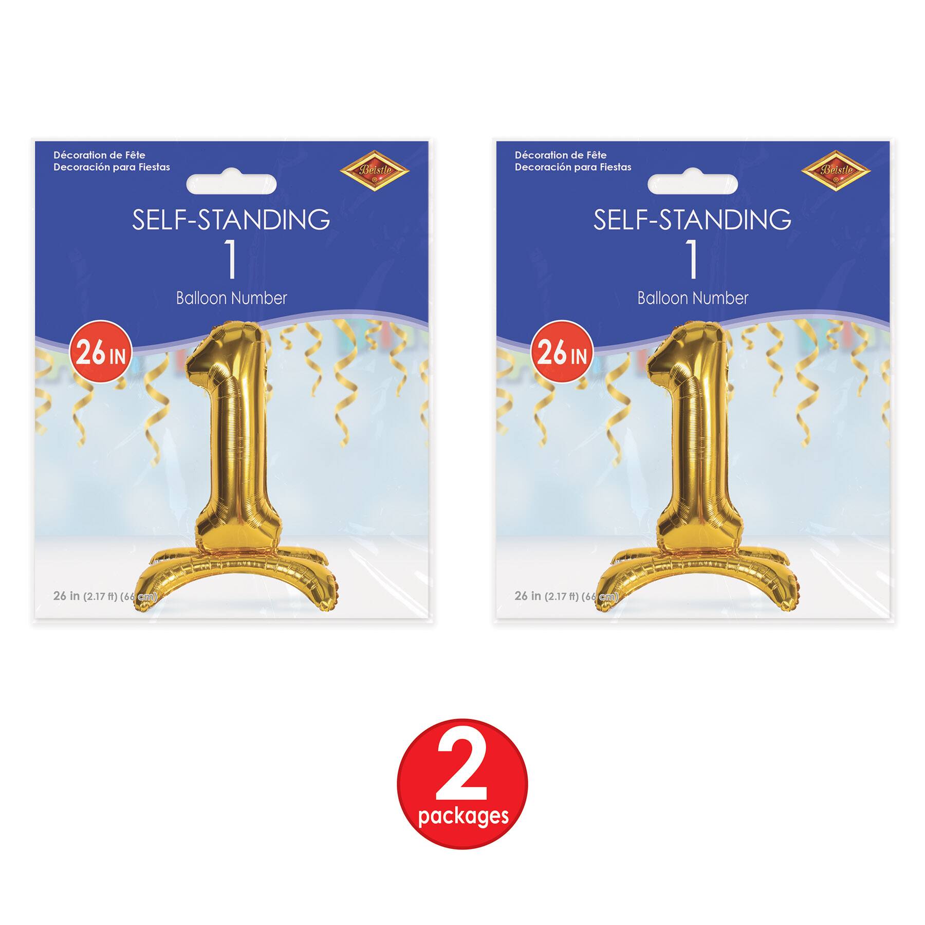 Beistle 26" Gold Self-Standing Foil Balloon Numbers, 2ct.