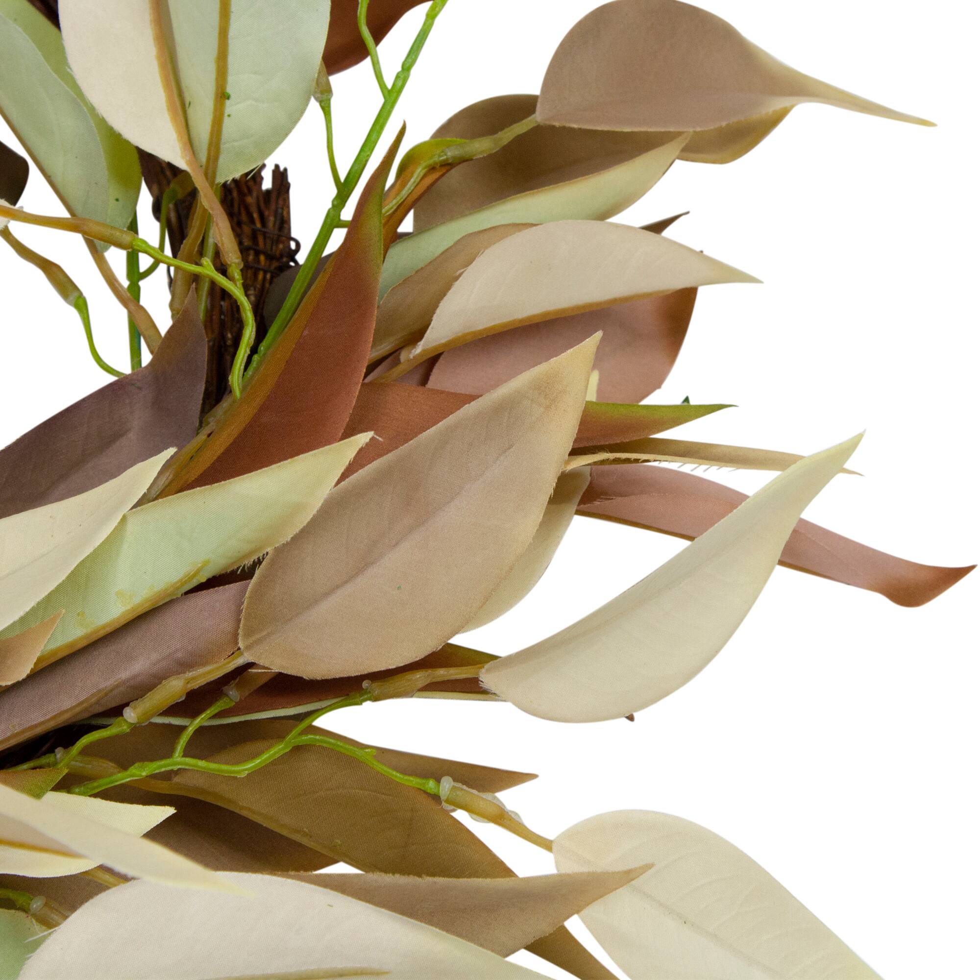 22" Neutral Fall Colored Leaves Autumn Harvest Wreath