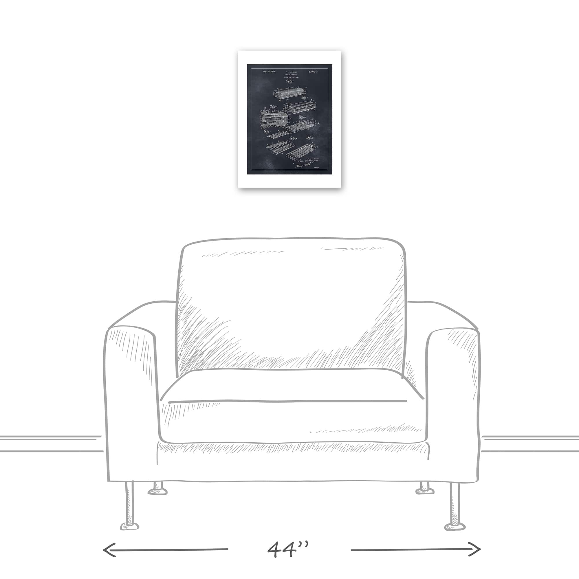 Plastic Harmonica Patent 12" x 16" Canvas Wall Art