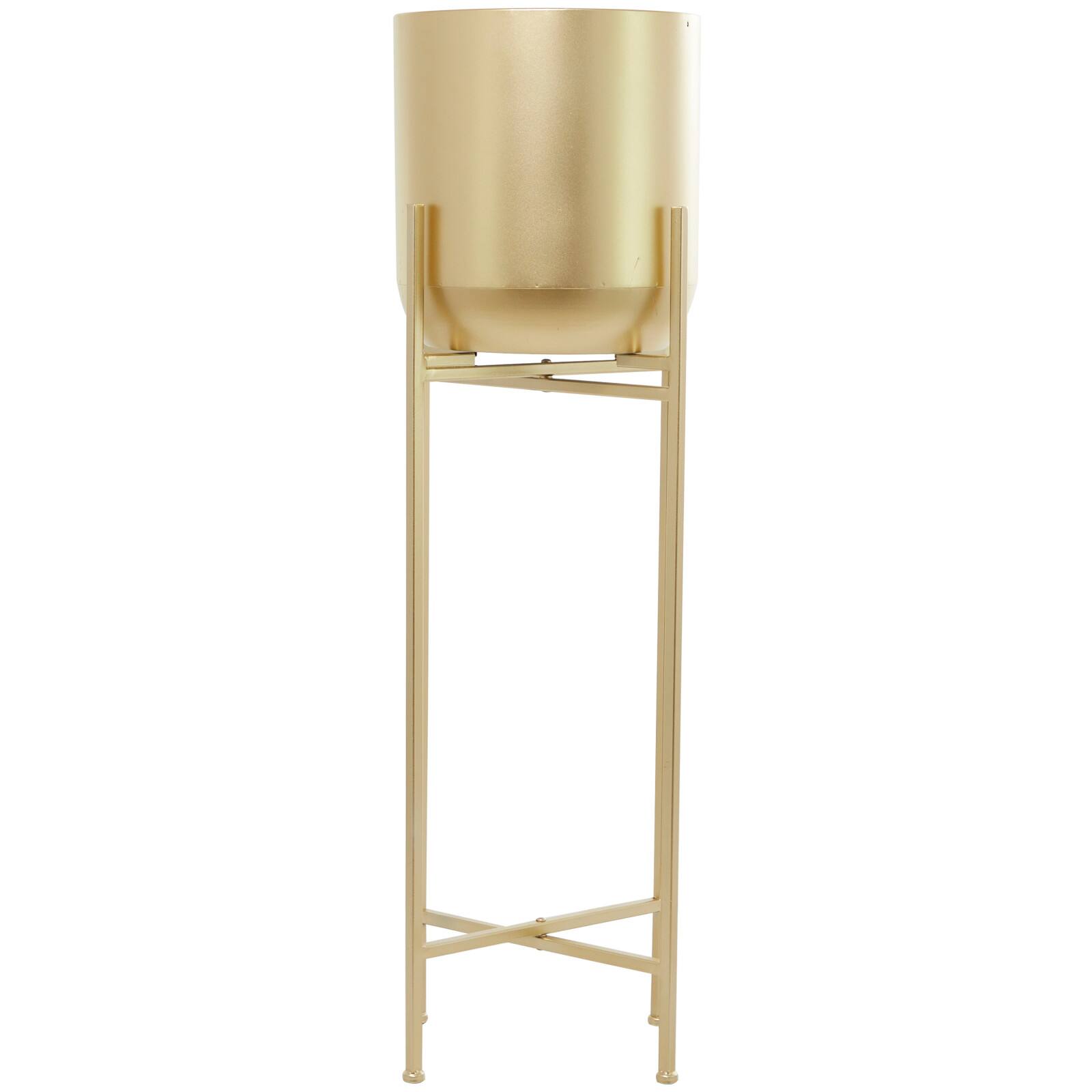 Gold Metal Modern Planter, 13" x 13" x 41"