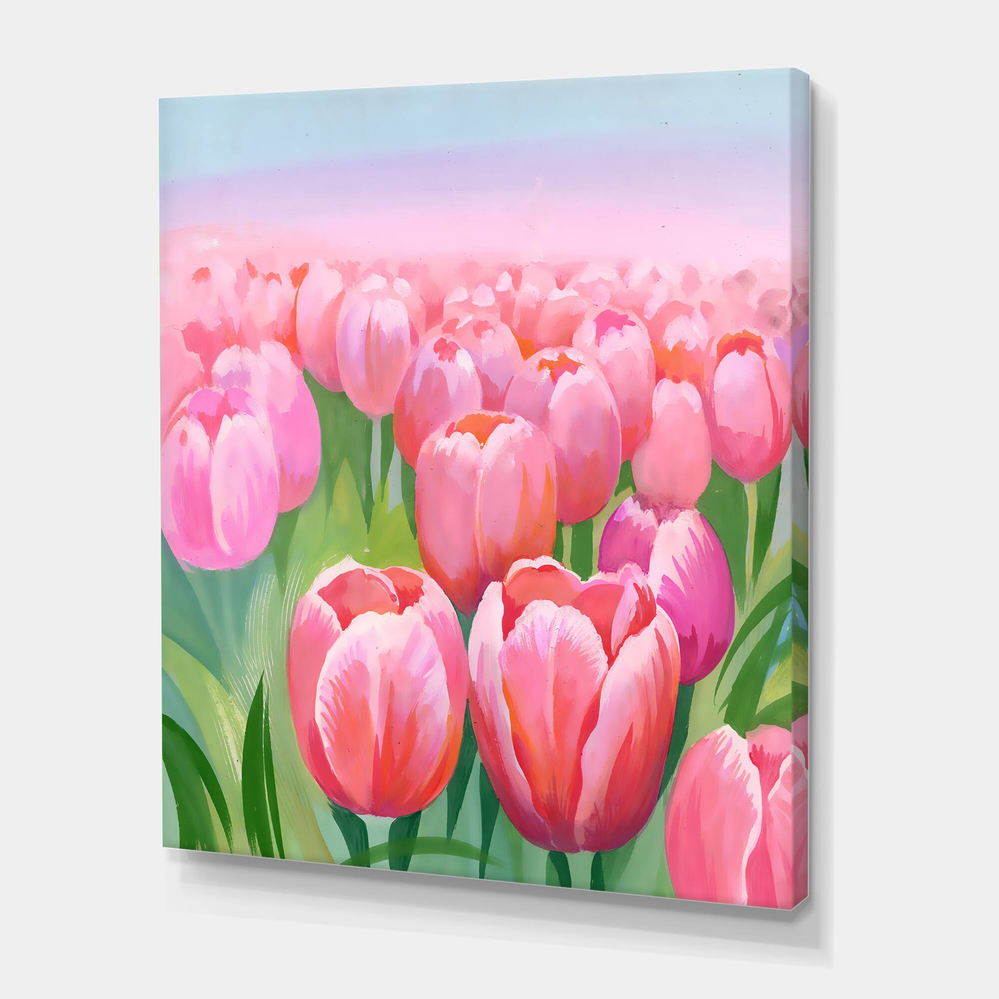 Designart - Field of Pink Tulips