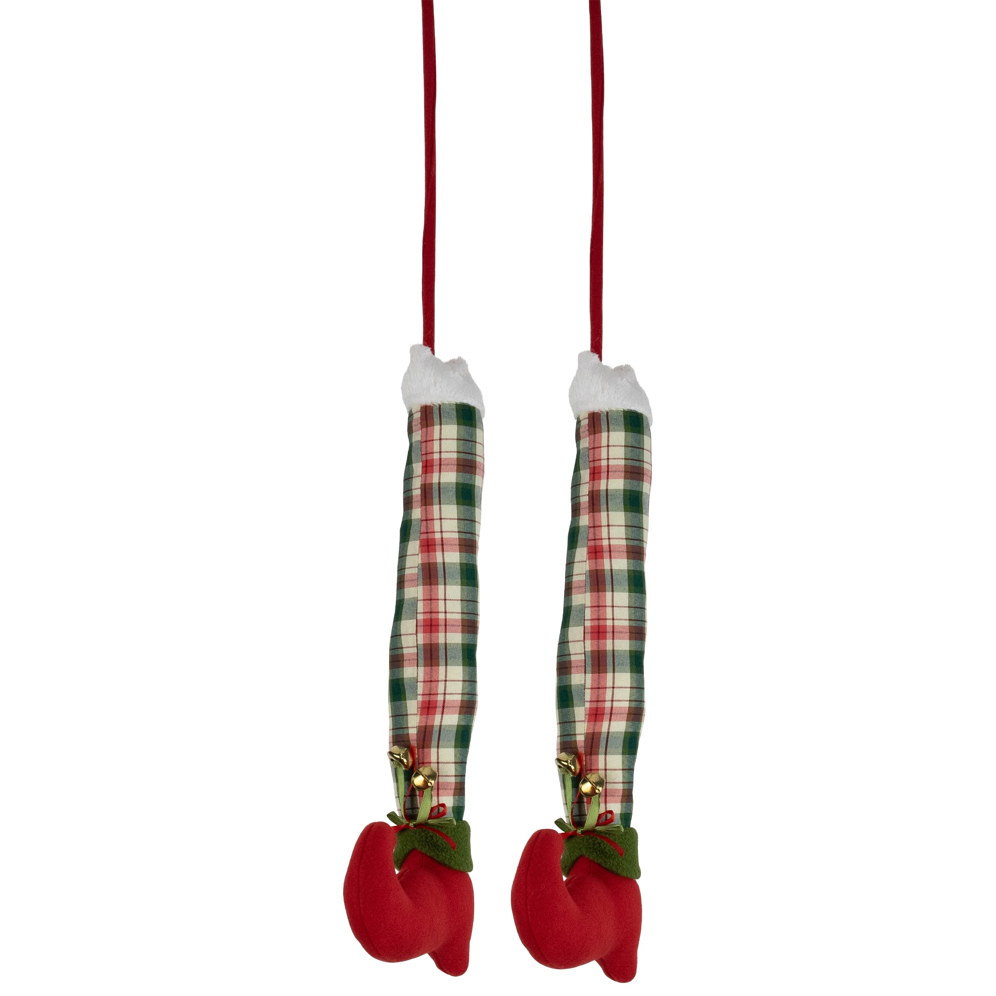 30" Red & Green Plaid Plush Elf Leg Picks, 2ct.