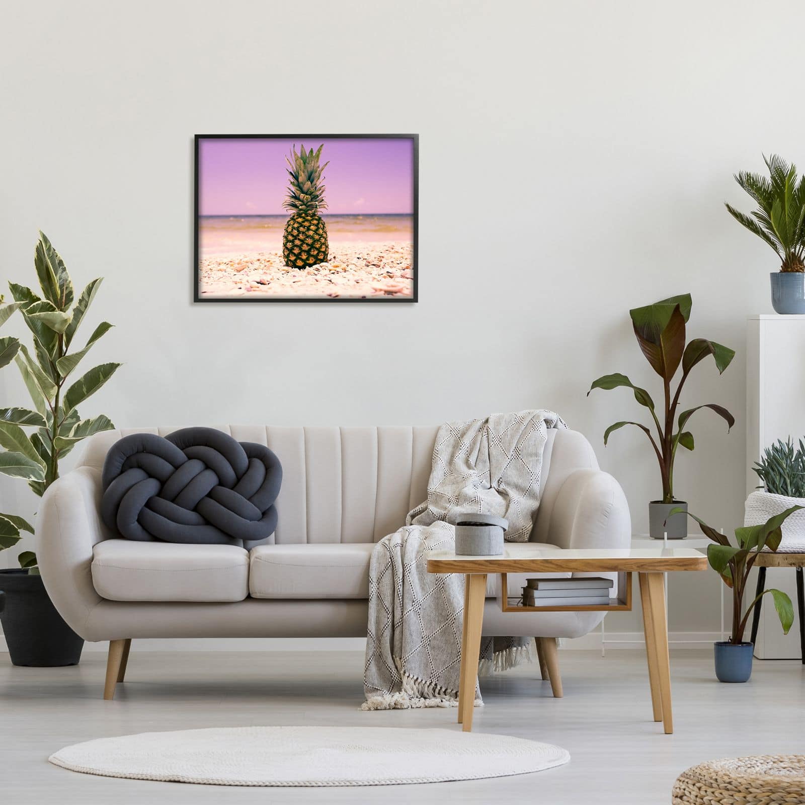 Stupell Industries Pink Purple Pineapple Beach Framed Wall Art