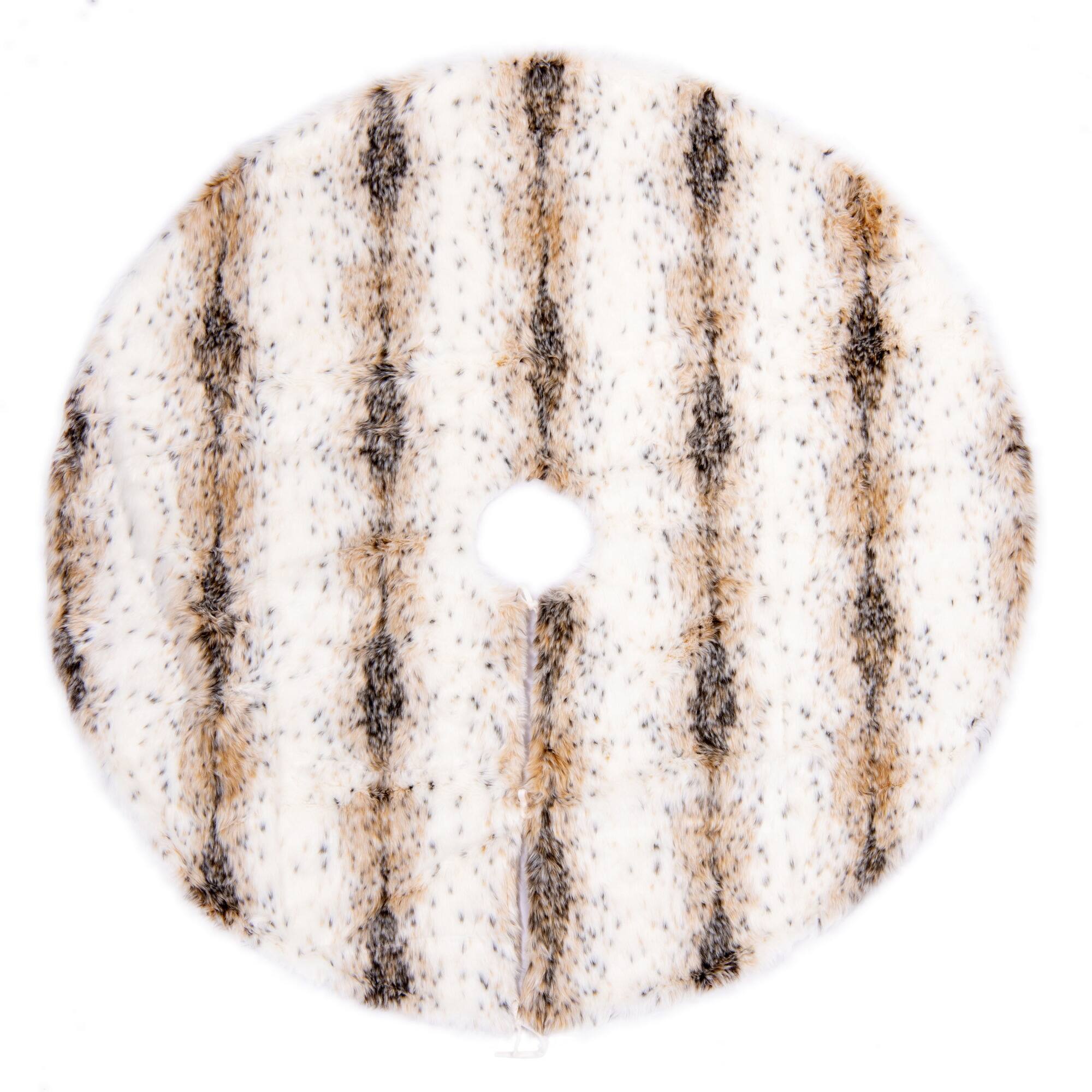 Vickerman 60" Snow White Lynx Faux Fur Tree Skirt