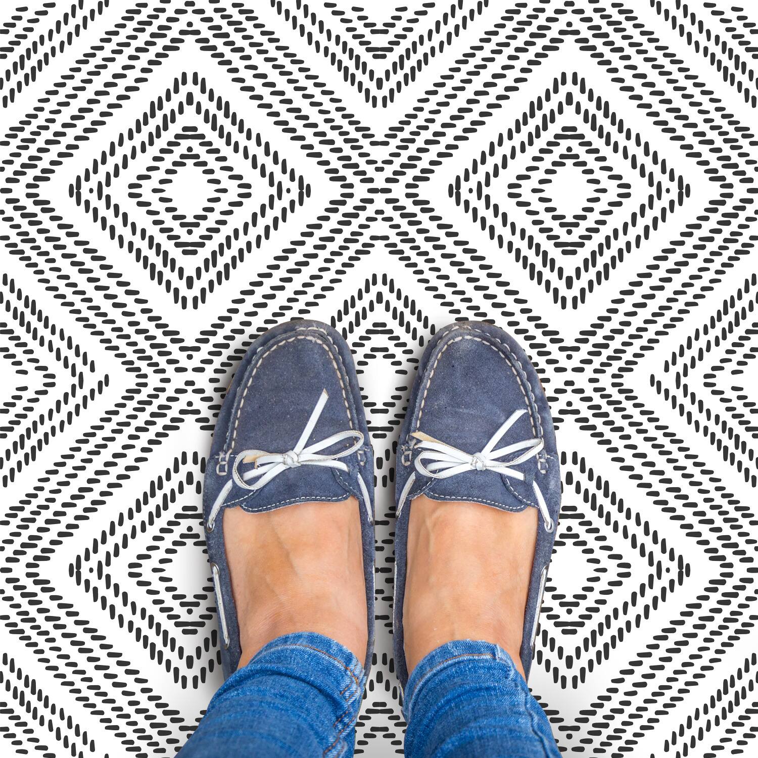 RoomMates Santorini Black & White Peel & Stick Floor Tile