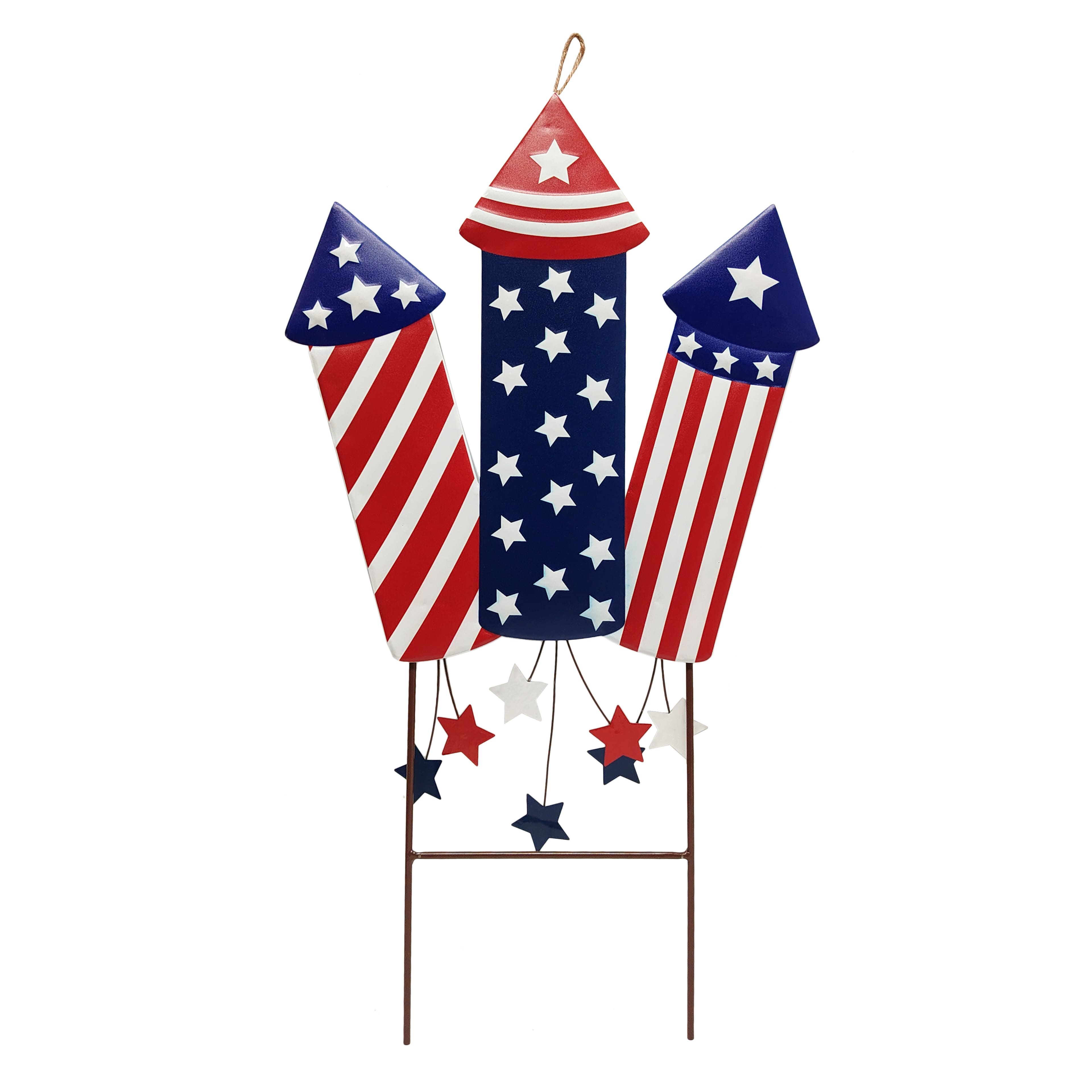 Red, White & Blue 26.75" Fireworks Metal Yard Stake by Celebrate It™