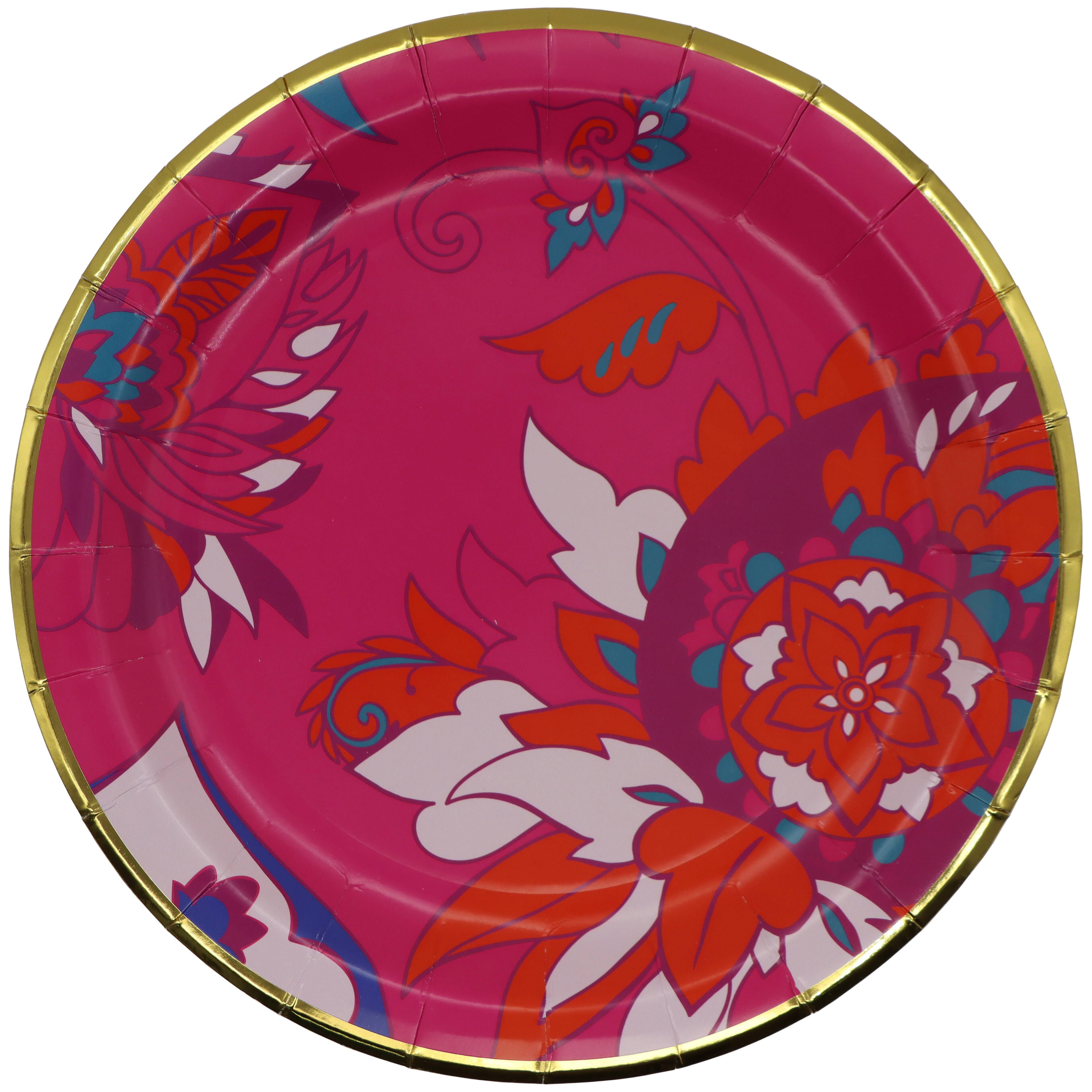 Pink Jungle 9" Tropical Paisley Paper Dinner Plates, 10ct. by Celebrate It™