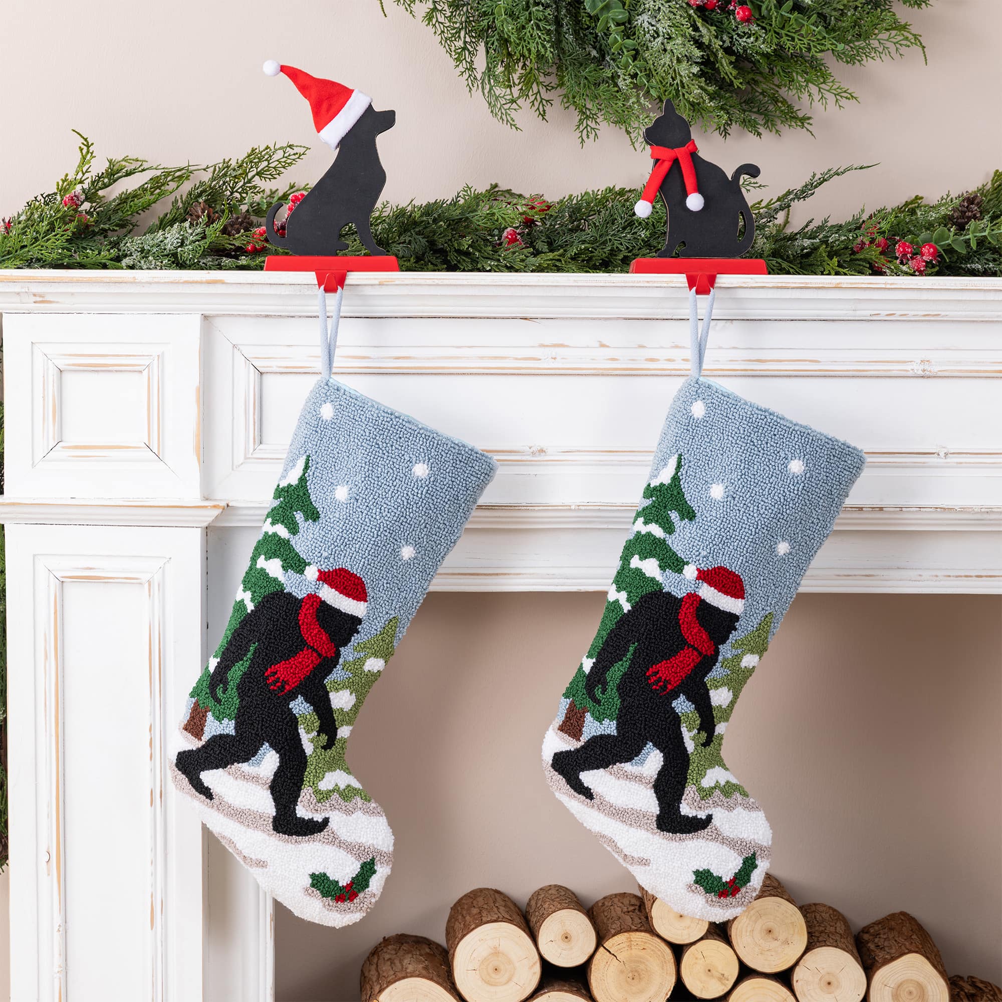 Glitzhome® 21" Bigfoot Hooked Christmas Stocking