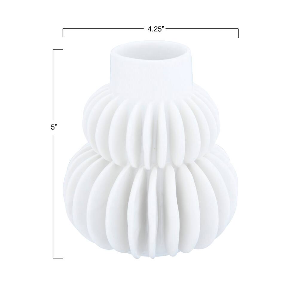 Hello Honey® 5" Handmade Stoneware Vase With Half Circle Pleated Design