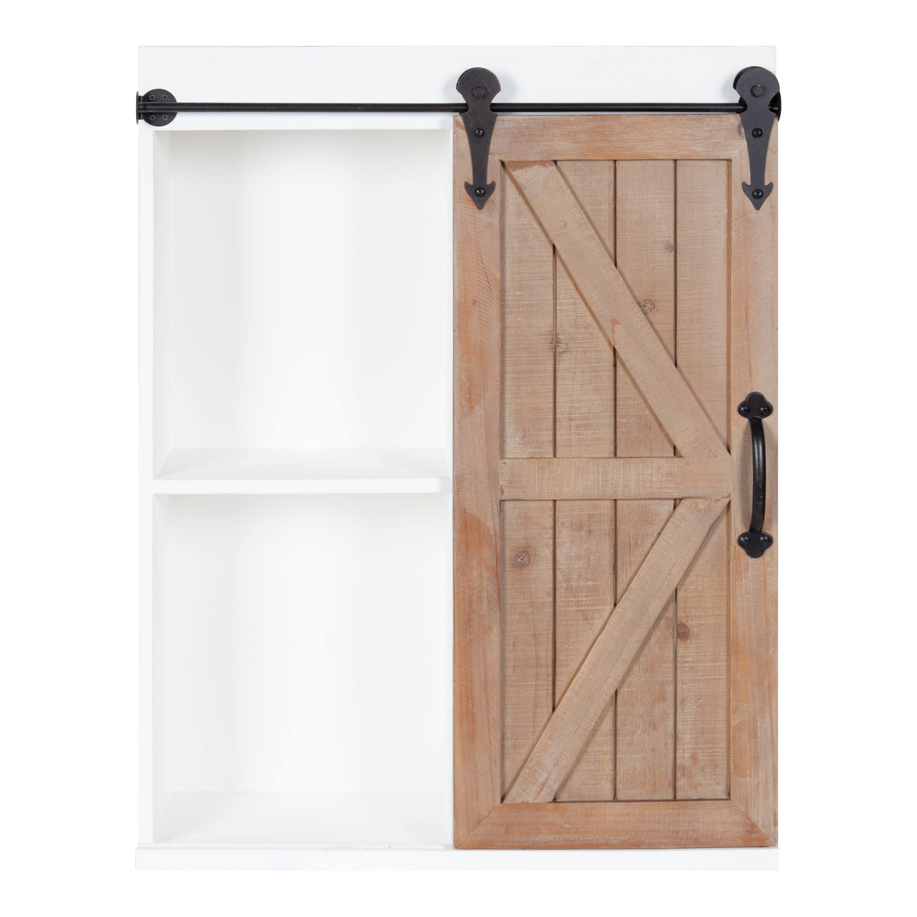 Kate and Laurel Cates Wood Wall Storage Cabinet with Sliding Barn Door