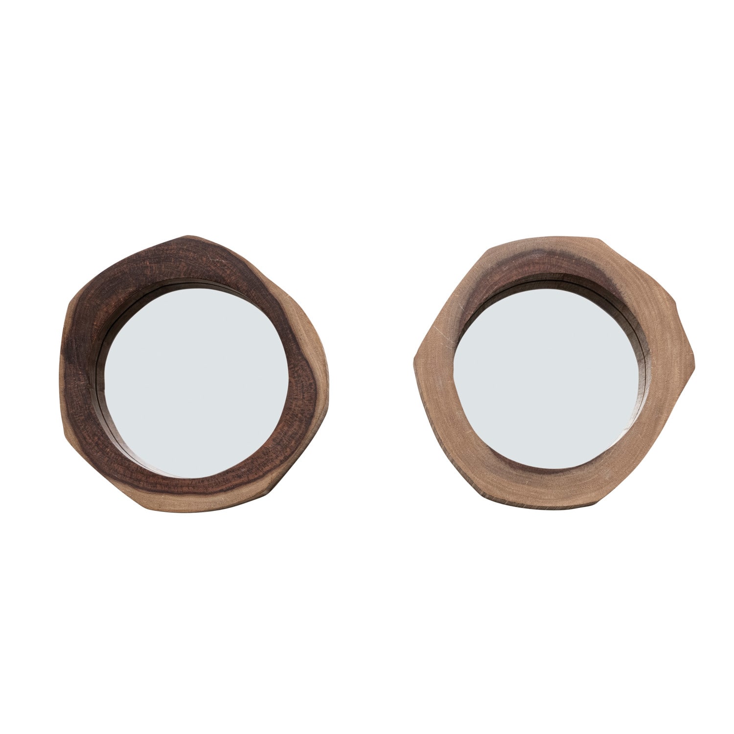 Hello Honey® 7" Round Acadia Wood Framed Organic Shaped Mirrors, 2ct.
