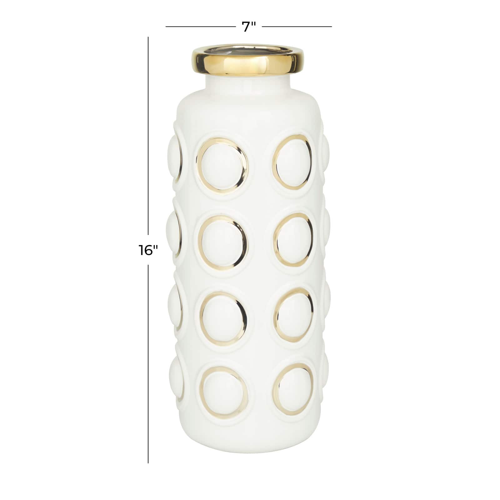 White Stoneware Contemporary Vase, 16" x 6" x 7"