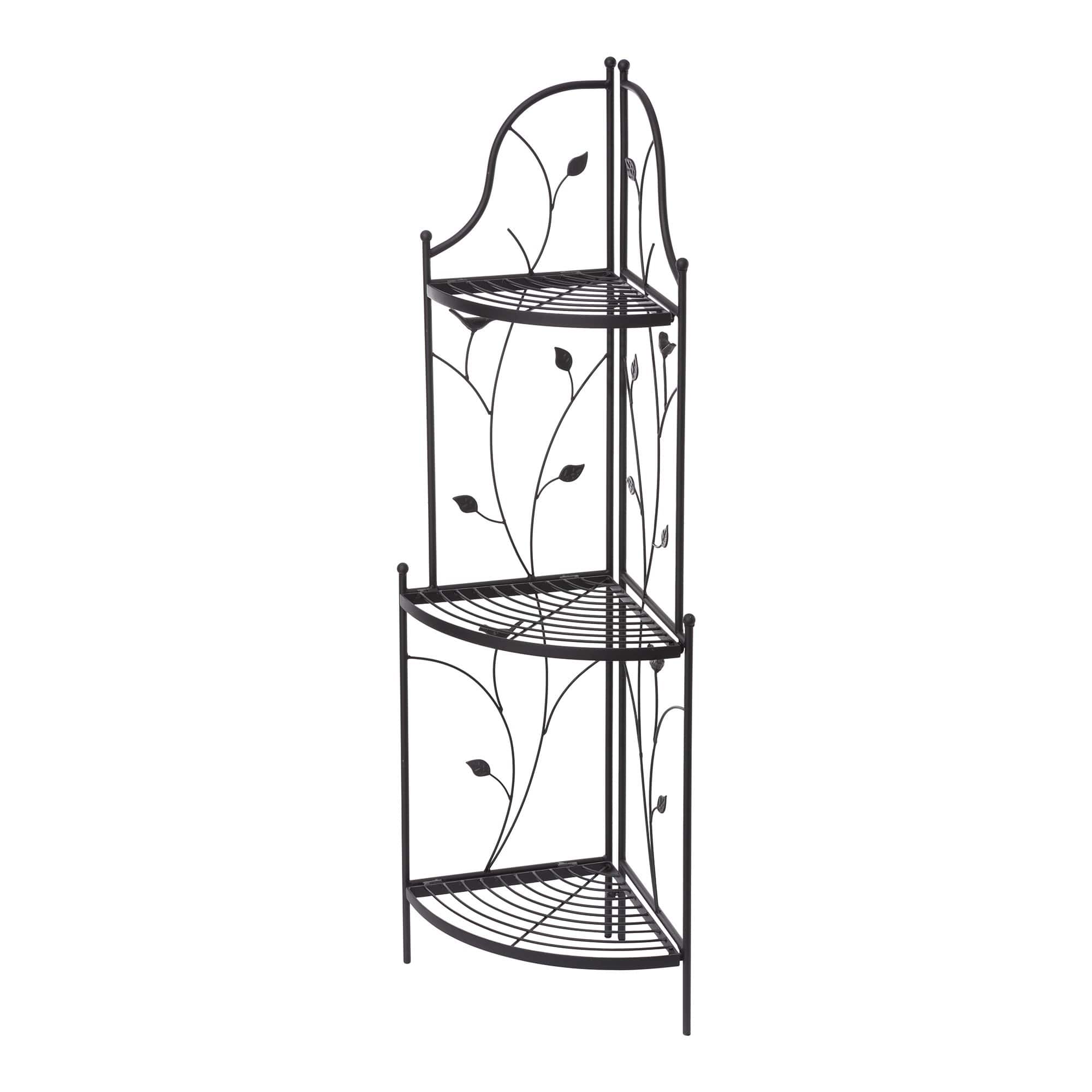 Glitzhome® 3-Tiered Metal Corner Shelf Planter Stand