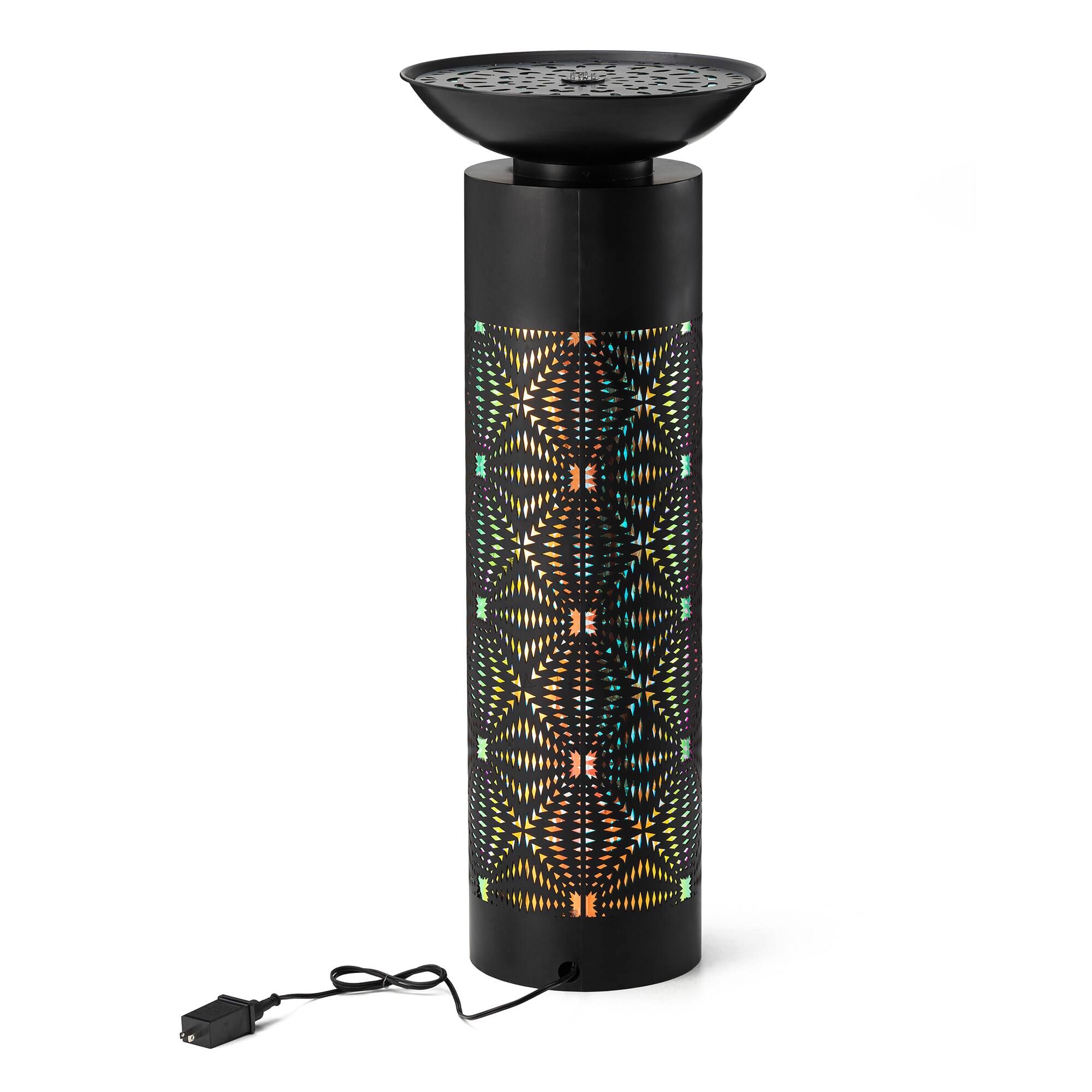 Glitzhome® 35.75" Metal LED Cutout Pattern Outdoor Fountain
