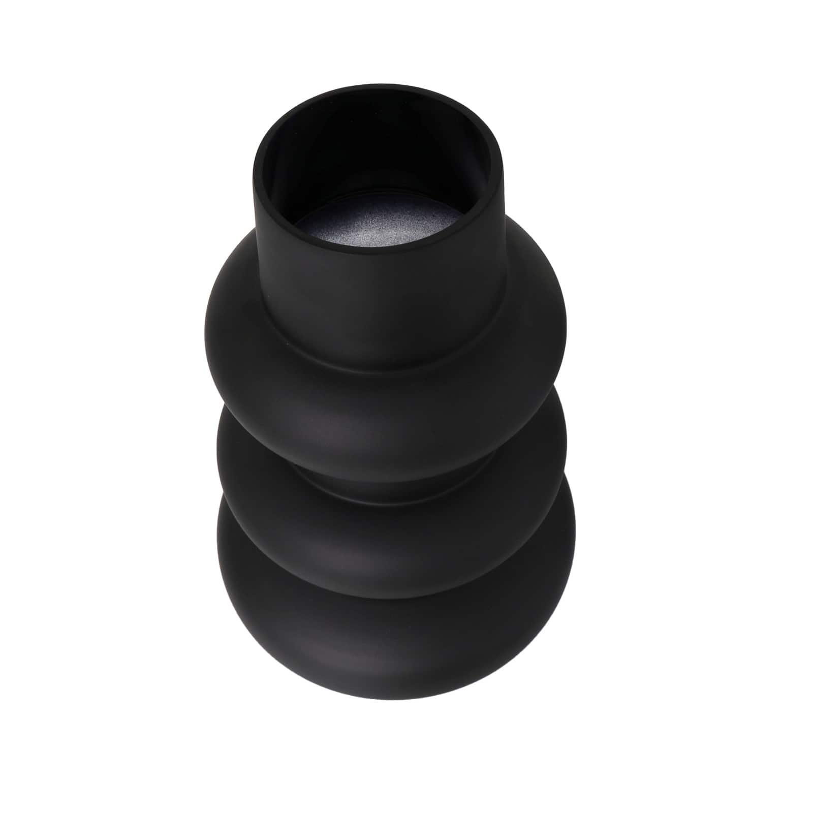 Black Bubble Ribbed Glass Vase Set