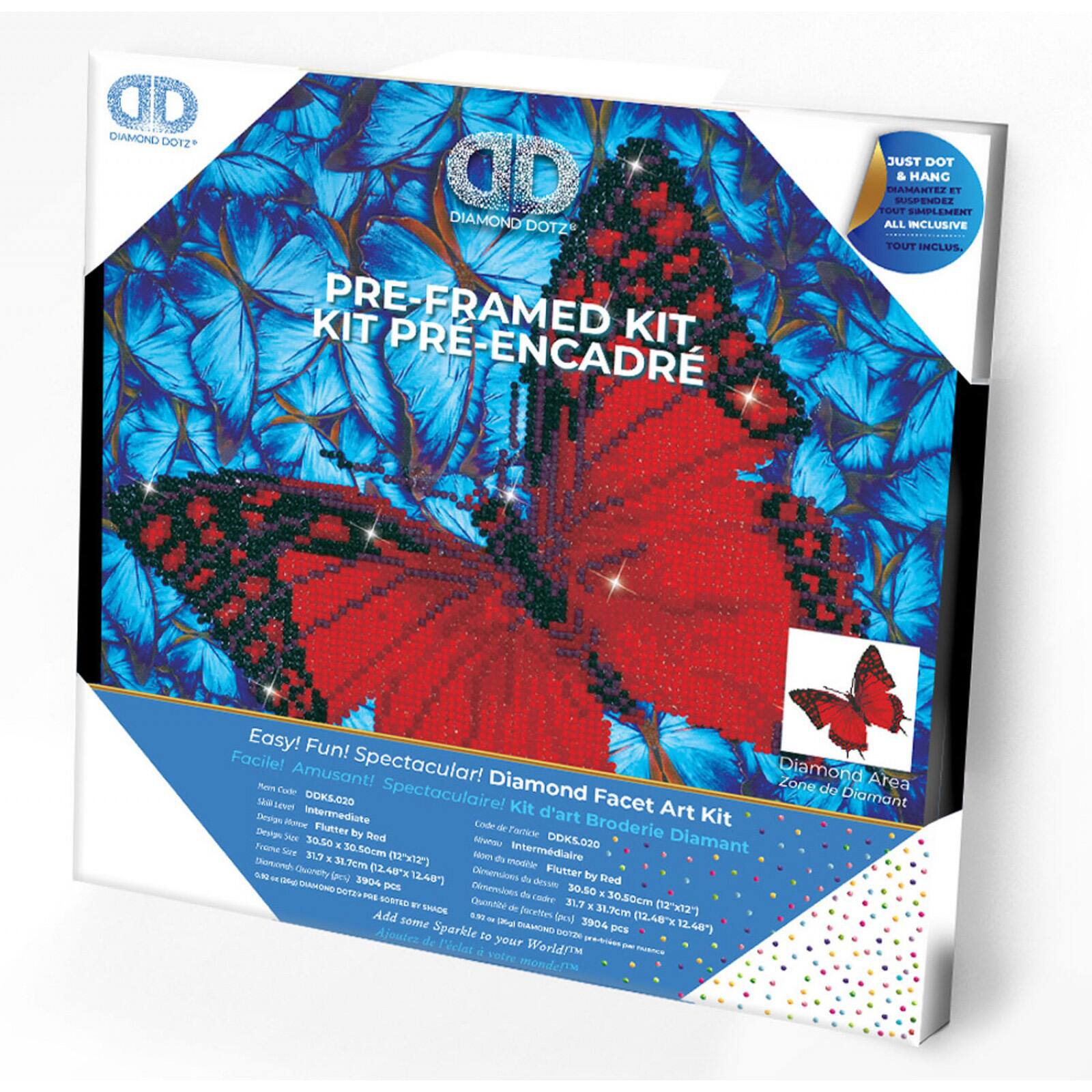 Diamond Dotz® Intermediate Flutter by Red with Frame Diamond Painting Kit
