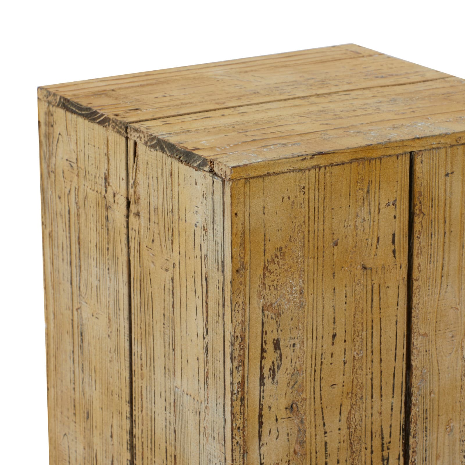 Set of 3" Brown Wood Rustic Pedestal Table, 39", 30", 22"