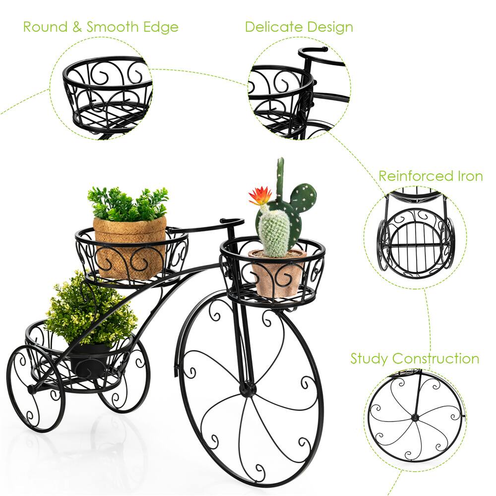 Costway Tricycle Plant Stand Flowerpot Cart Holder Parisian Style Displaying