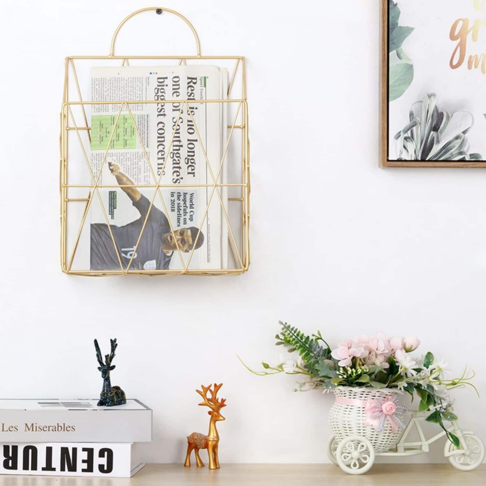 NEX™ Gold Wall-Mounted Metal Files Holder