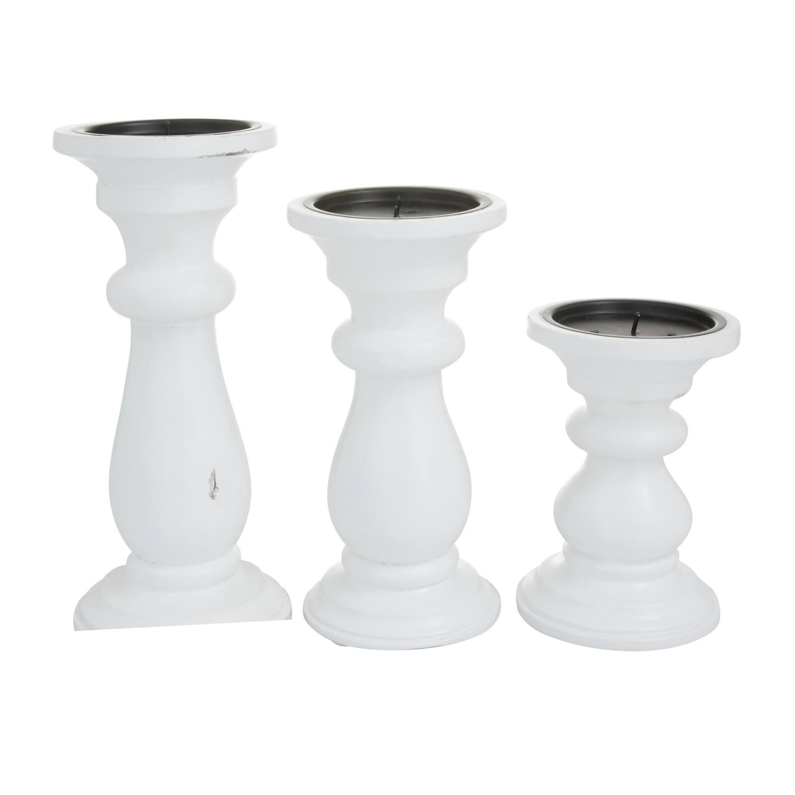 White Wood French Country Candle holder 10",8",6"