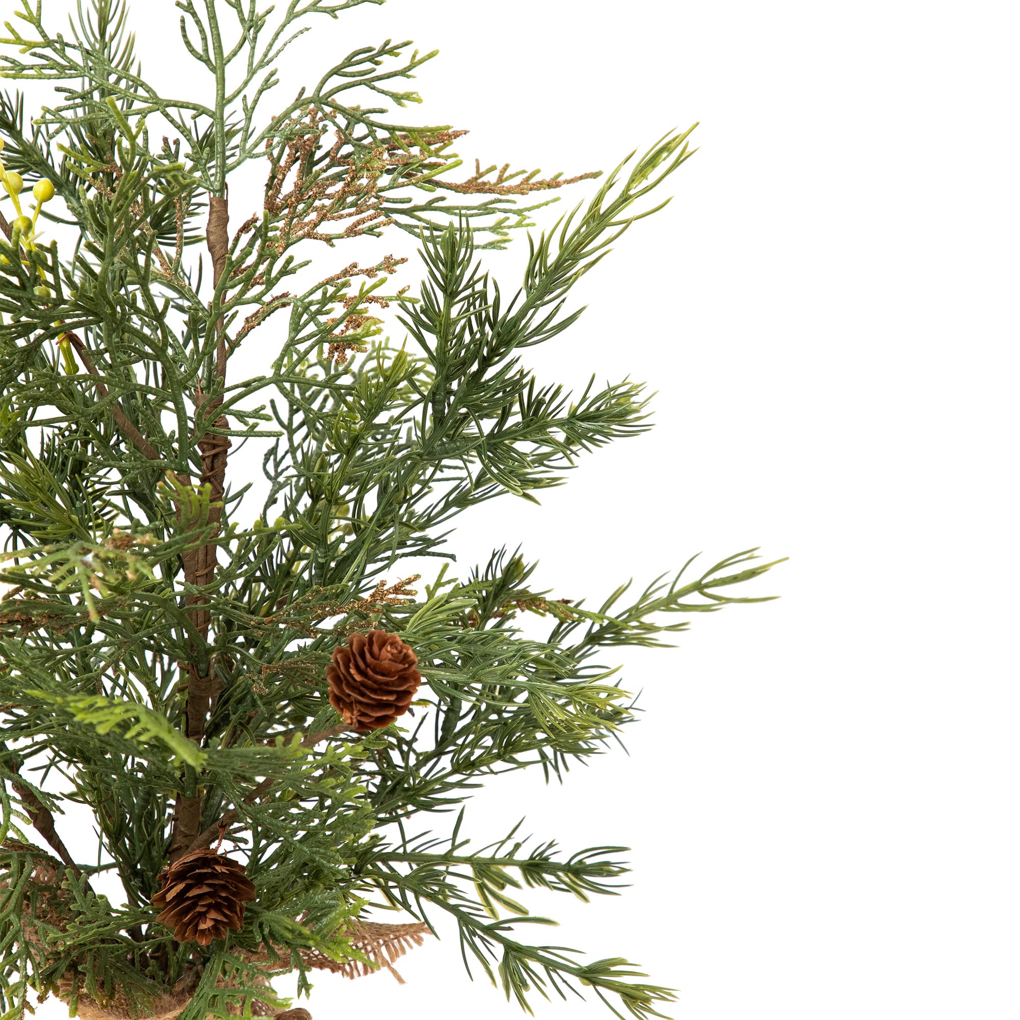 Northlight 20" Unlit Cypress, Berries & Pinecones Artificial Christmas Tree with Burlap Base